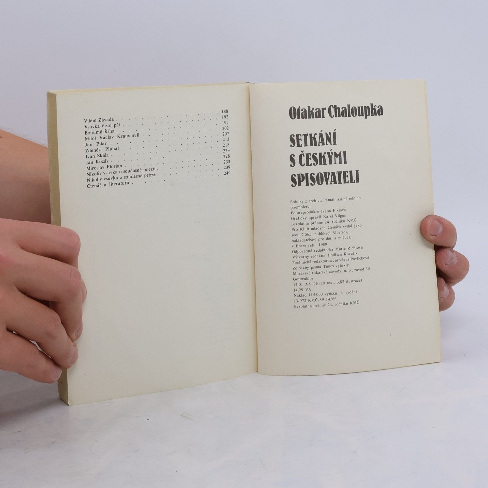 Otakar Chaloupka Setkání s českými spisovateli