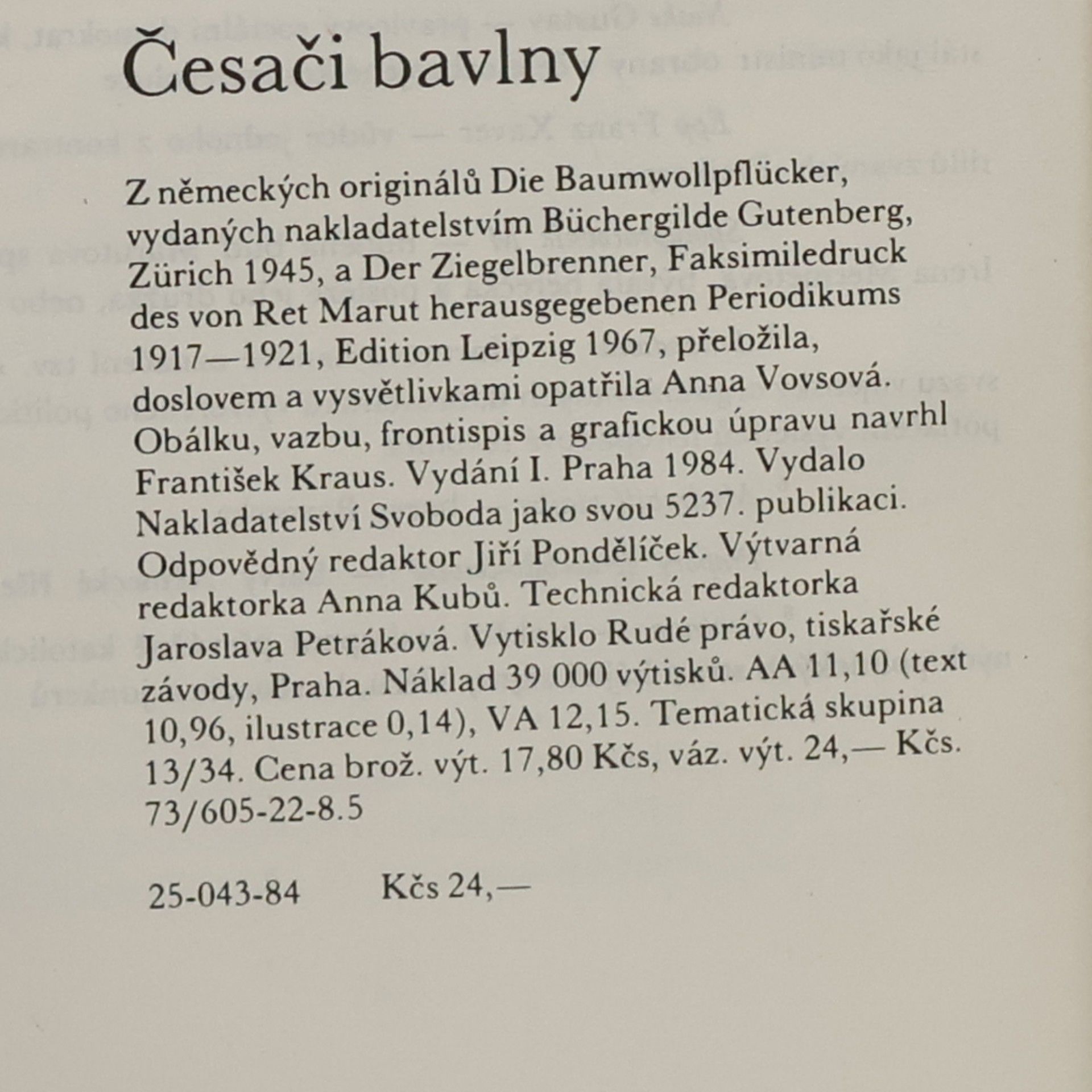 B. Traven Česači bavlny