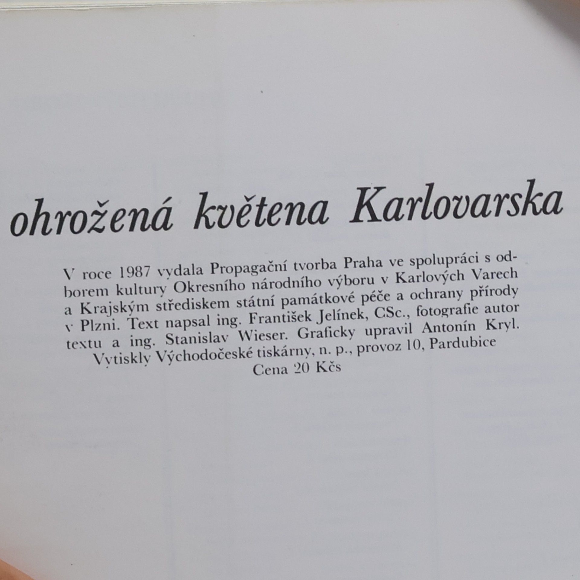 František Jelínek Ohrožená květena Karlovarska