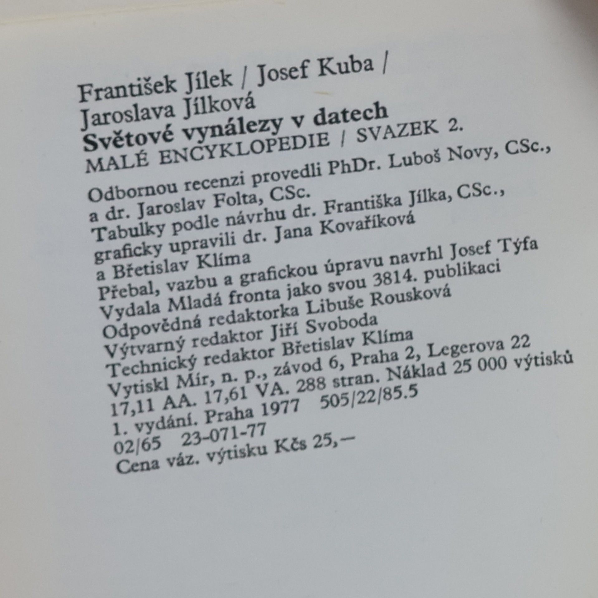 František Jílek Světové vynálezy v datech