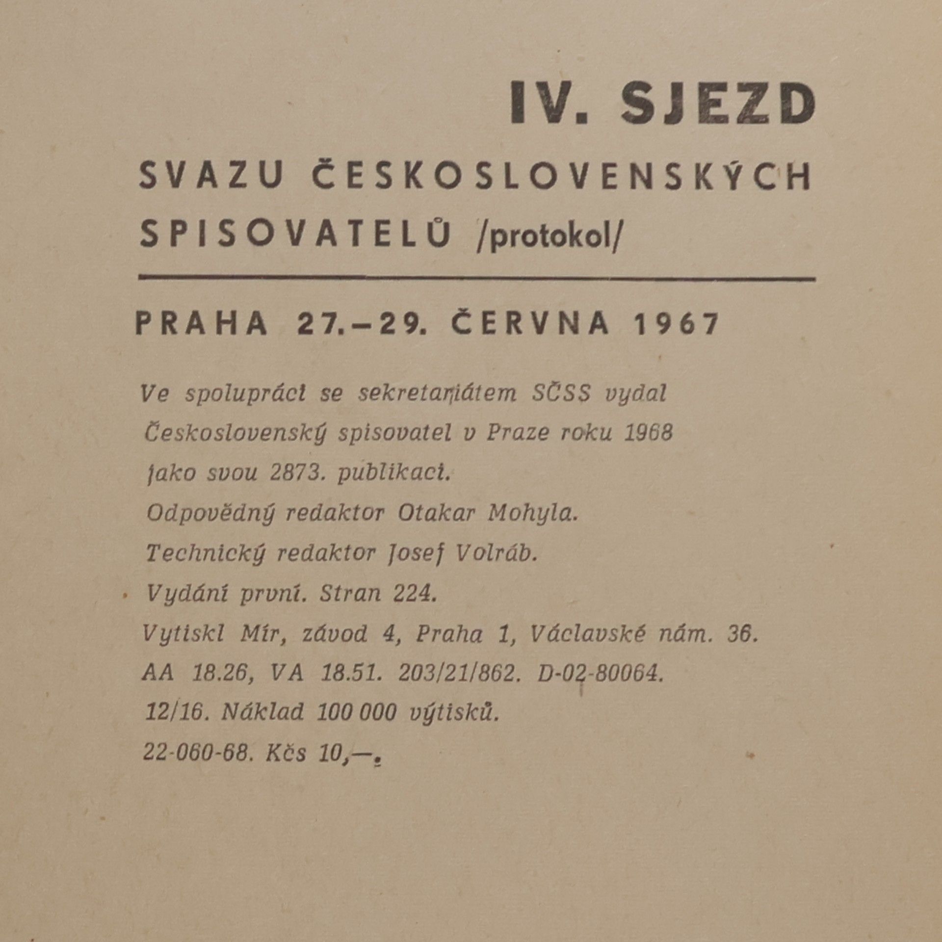 Kolektiv autorů IV. sjezd Svazu československých spisovatelů