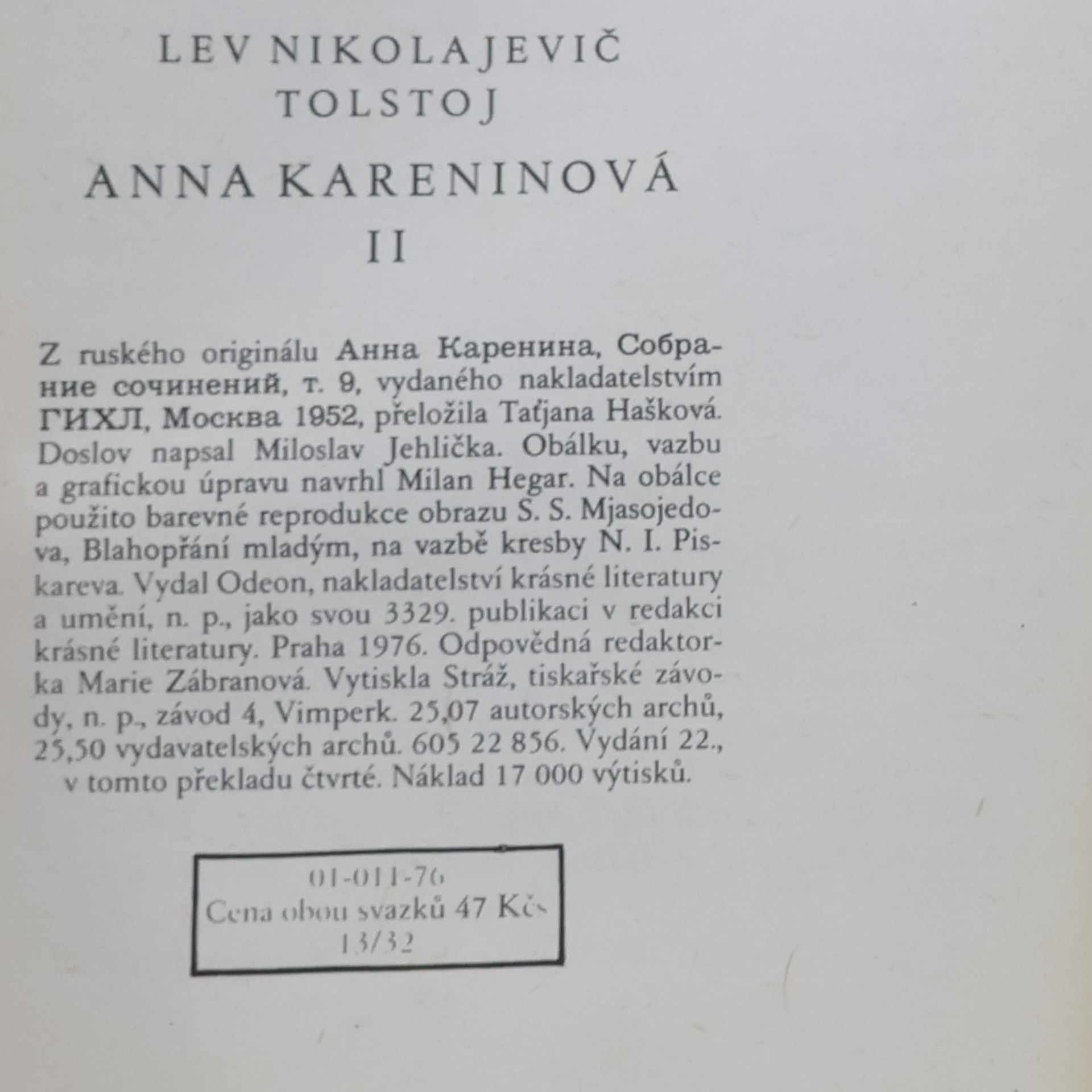 Lev Nikolajevič Tolstoj Anna Kareninová II.