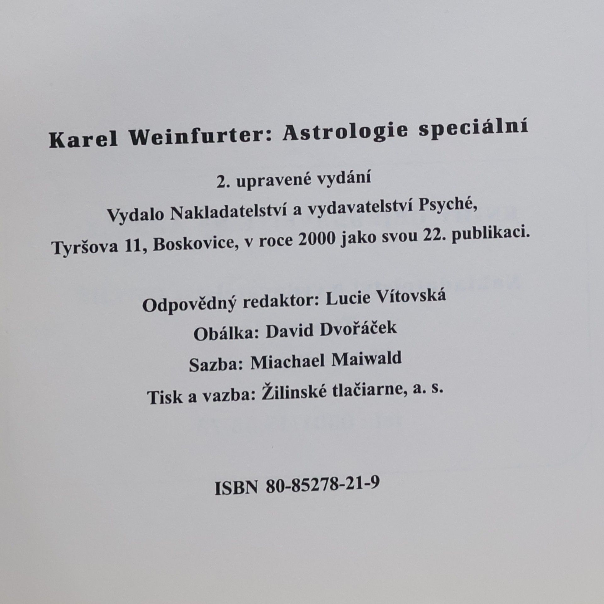 Karel Weinfurter Astrologie speciální