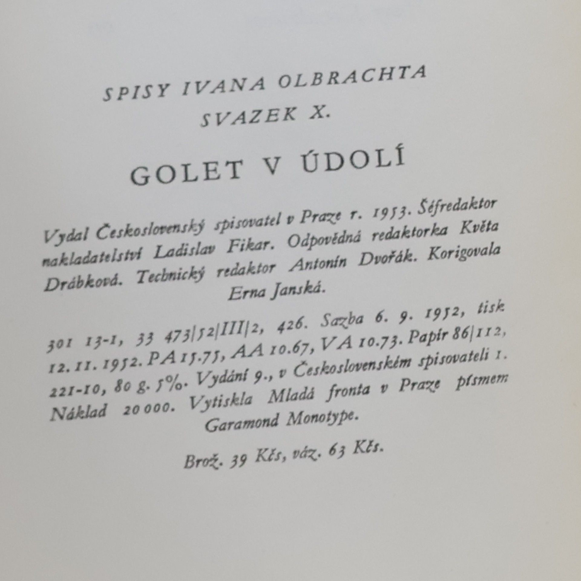 Ivan Olbracht Golet v údolí