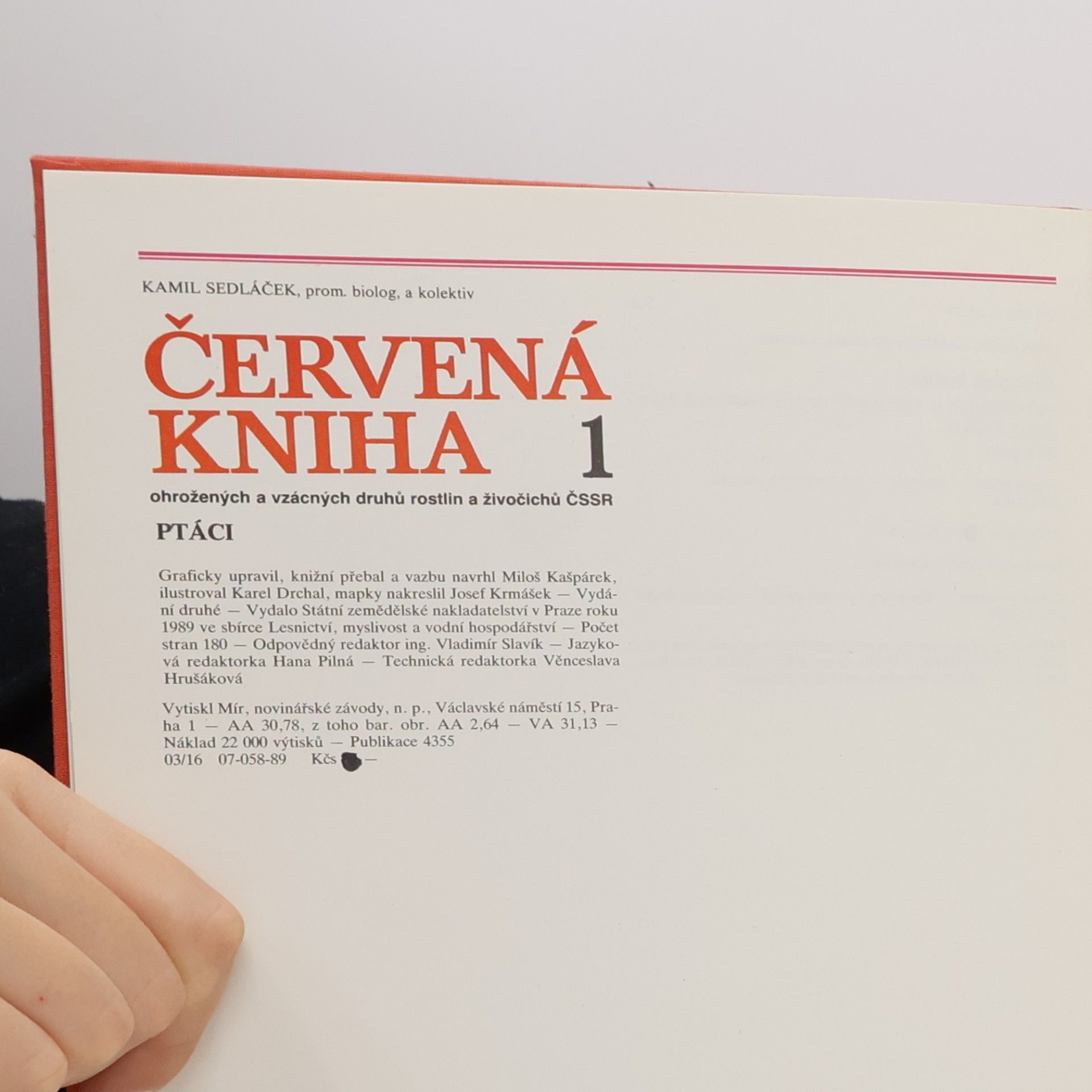 Kamil Sedláček Červená kniha ohrožených a vzácných druhů rostlin a živočichů ČSSR 1
