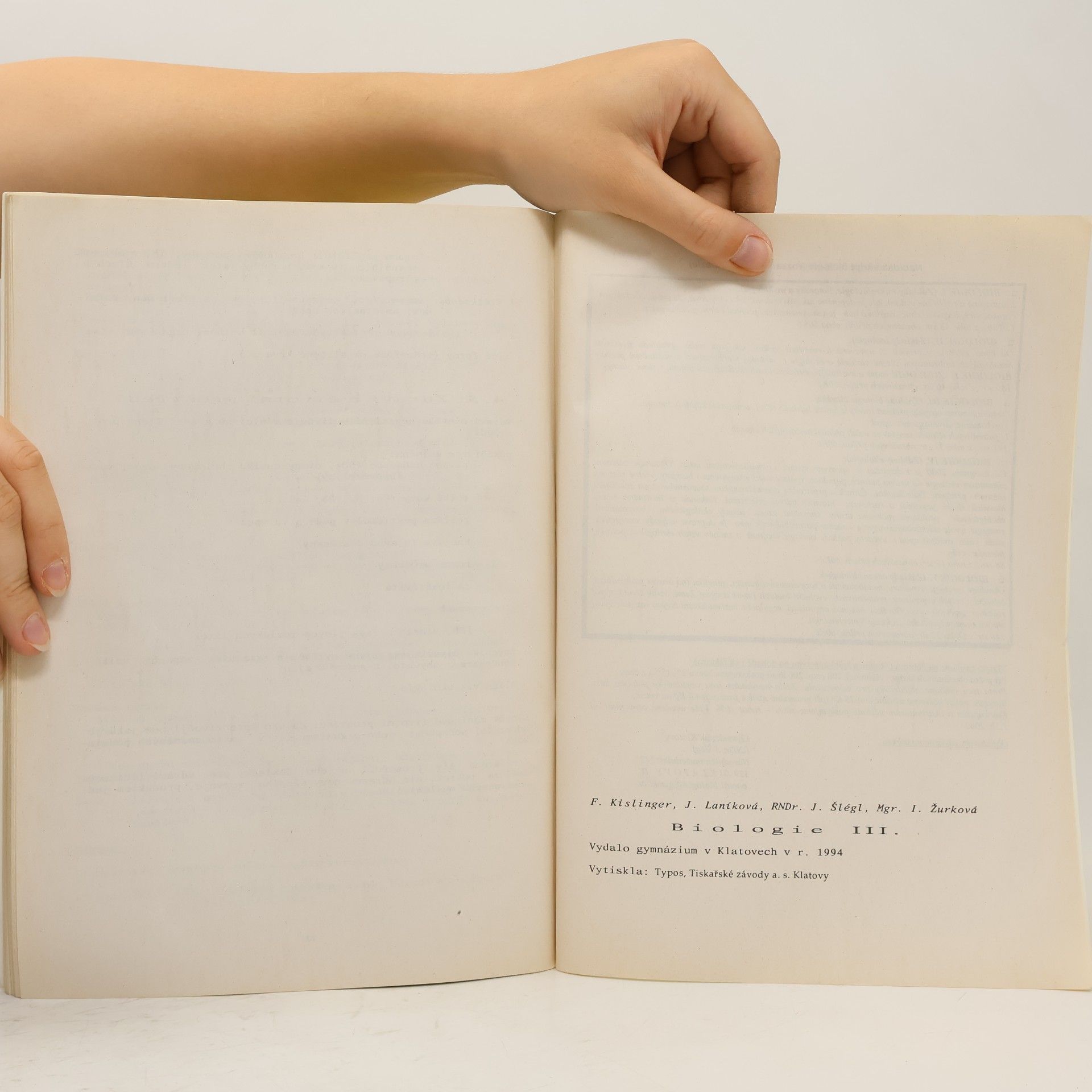 František Kislinger Biologie III. Základy biologie člověka