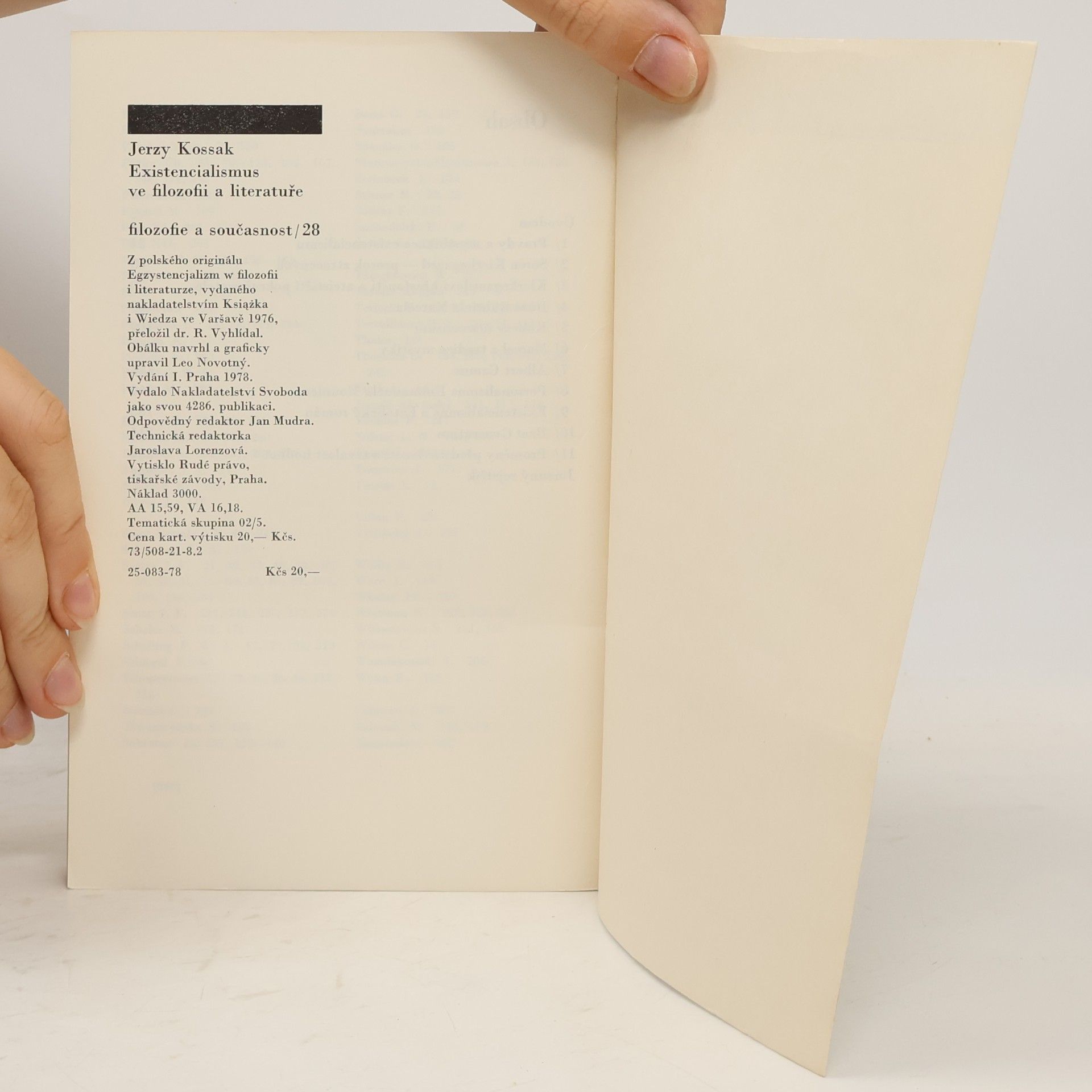 Jerzy Kossak Existencialismus ve filozofii a literatuře