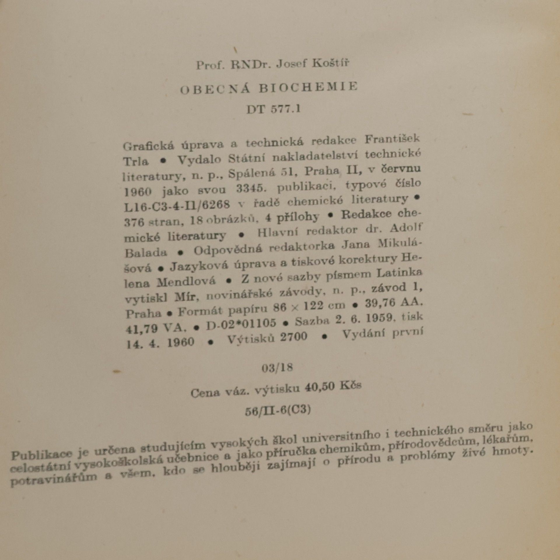 Josef Koštíř Obecná biochemie
