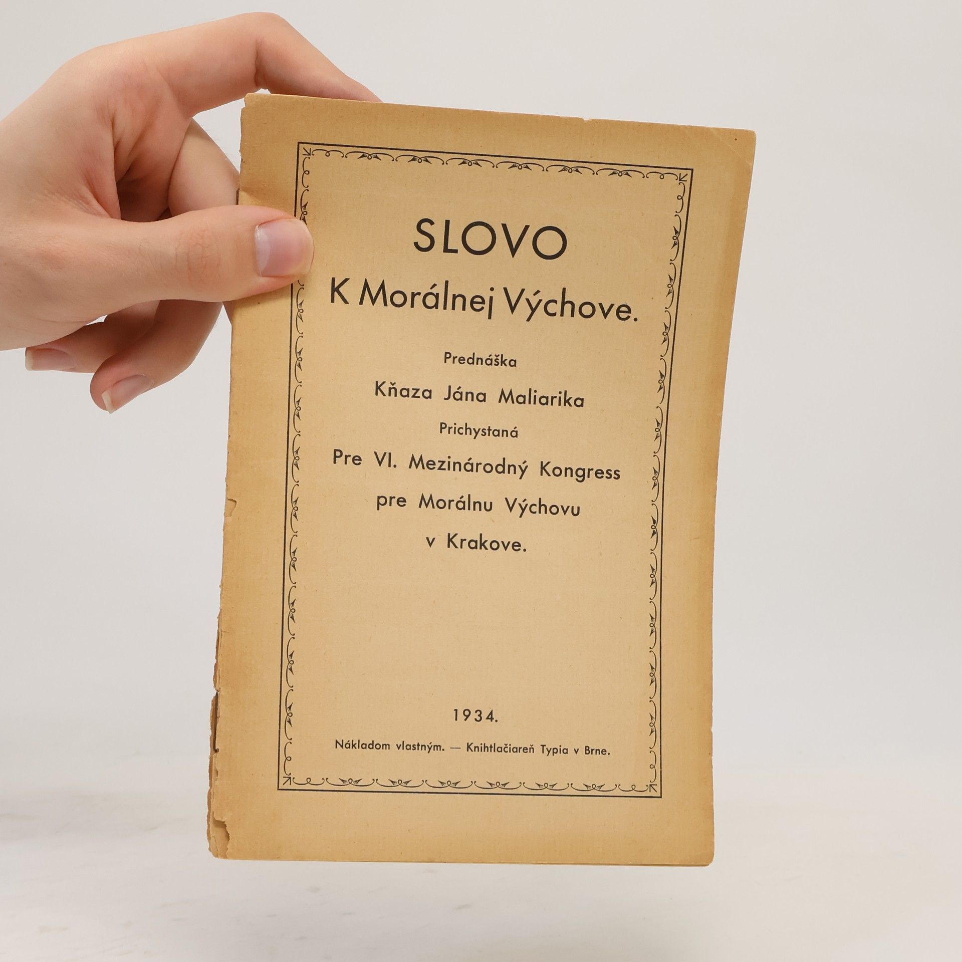 Ján K. Maliarik Slovo k Morálnej Výchove