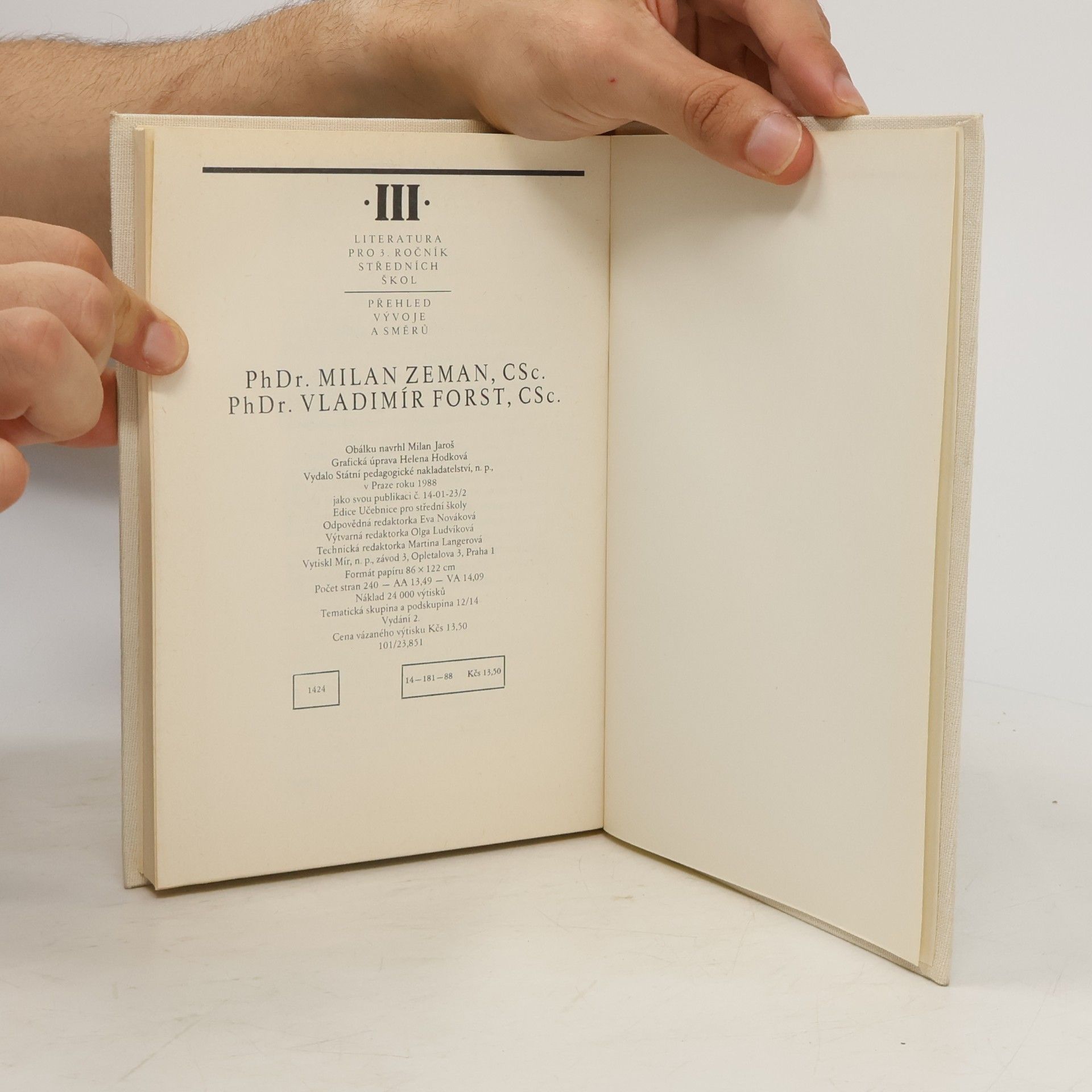 Milan Zeman Literatura pro 3. ročník středních škol