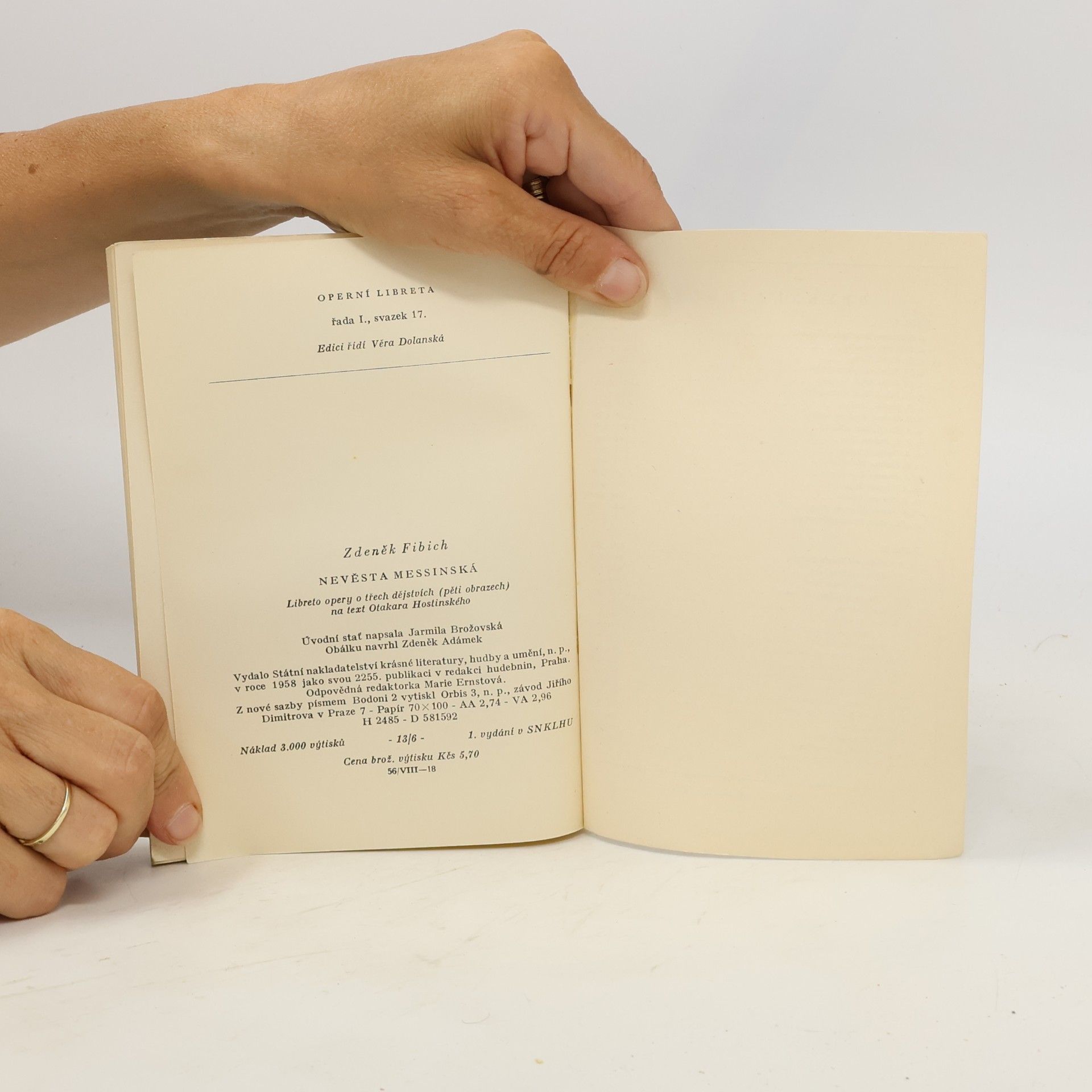 Zdeněk Fibich Operní libreta I-17 nevěsta messinská