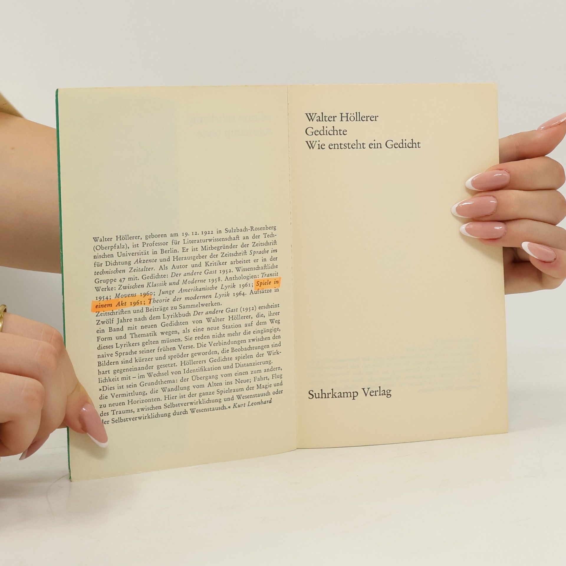 Walter Höllerer Gedichte. Wie entsteht ein Gedicht