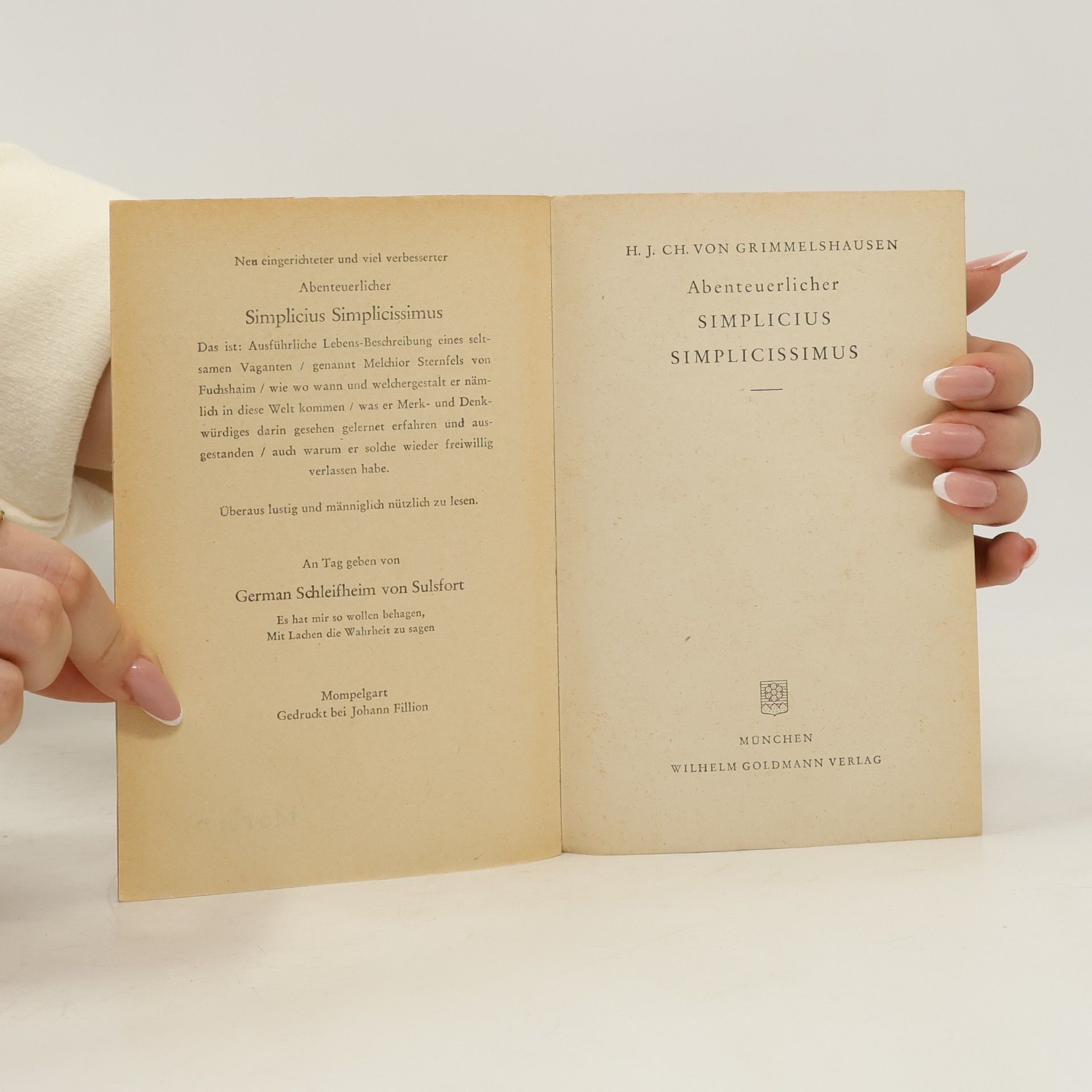 Hans Jakob Christoffel von Grimmelshausen Simplicius Simplicissimus