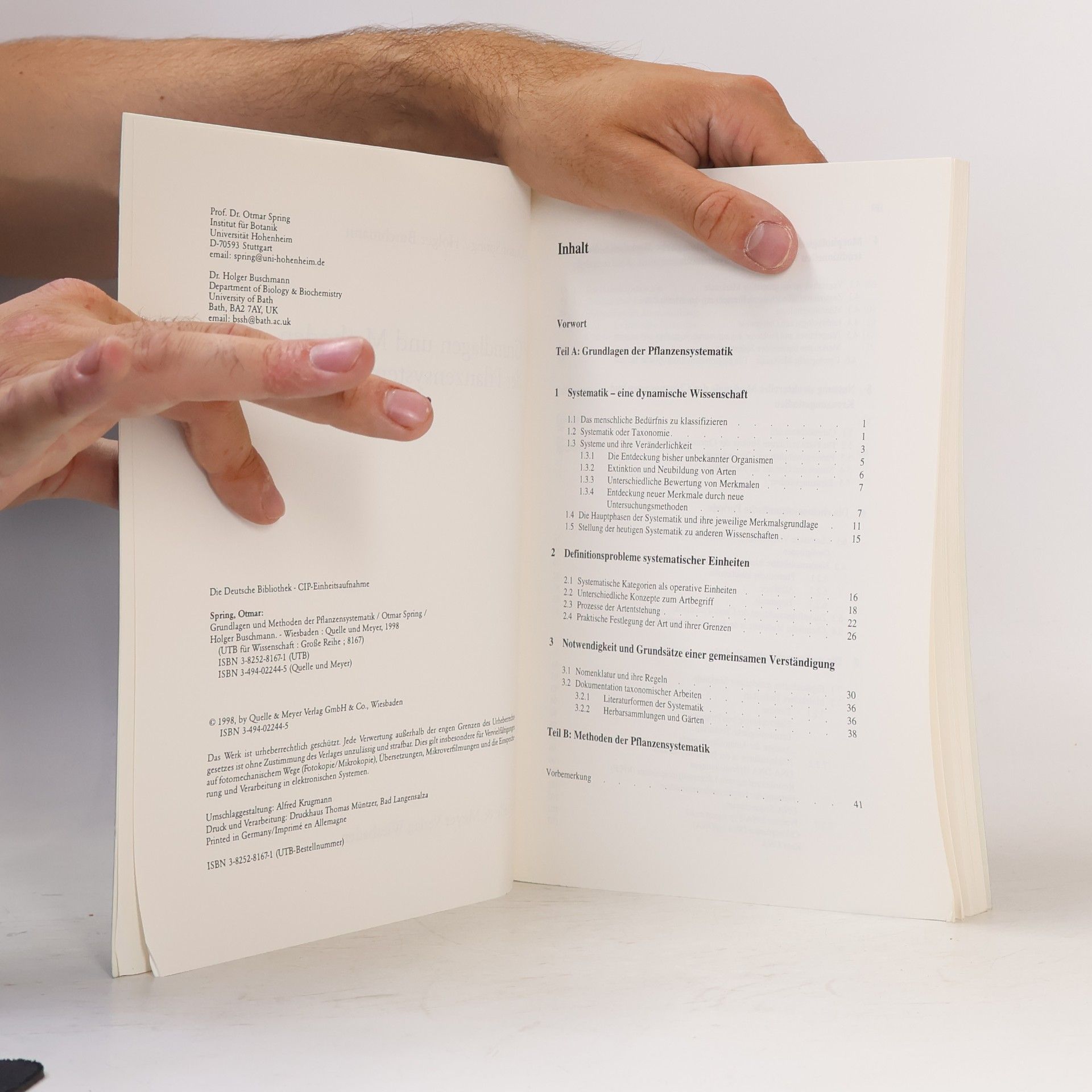 Otmar Spring UTB L (Large-Format): Uni-Taschenbücher: Grundlagen und Methoden der Pflanzensystematik