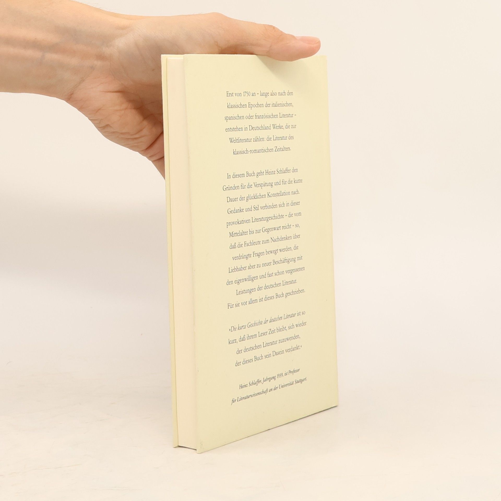 Heinz Schlaffer Die kurze Geschichte der deutschen Literatur