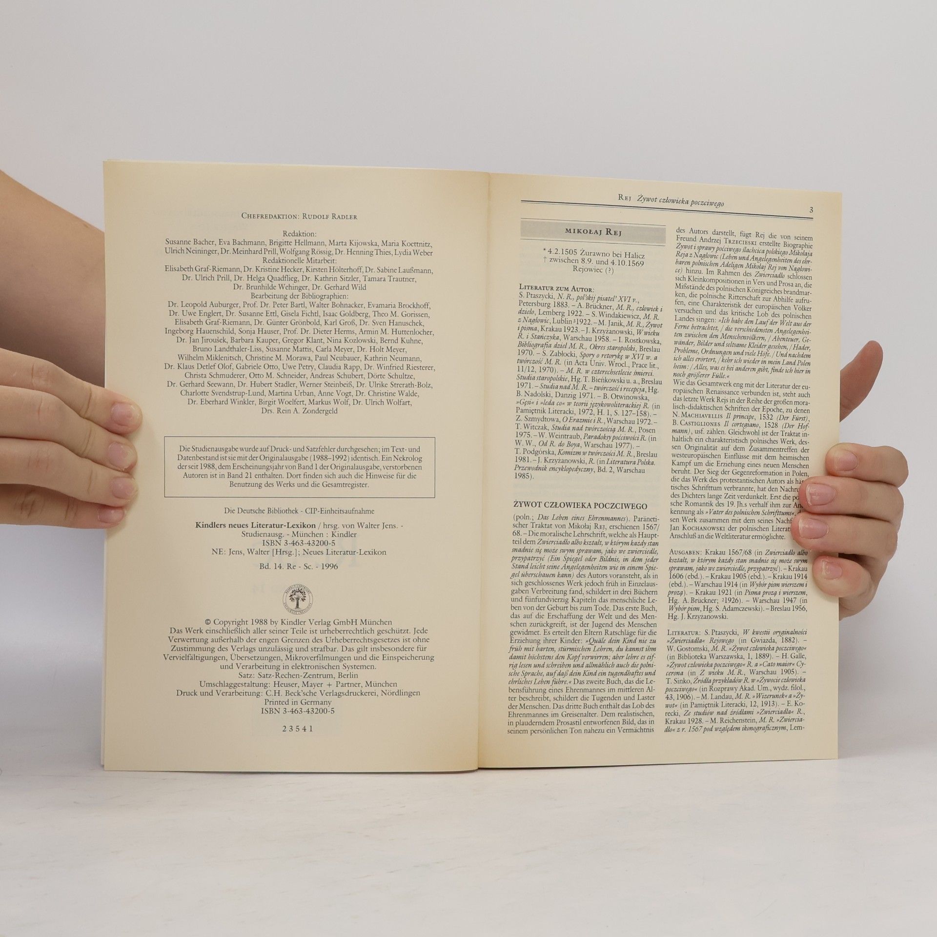 Walter Jens Kindlers neues Literatur Lexikon : Studienausgabe RE-SC Band 14