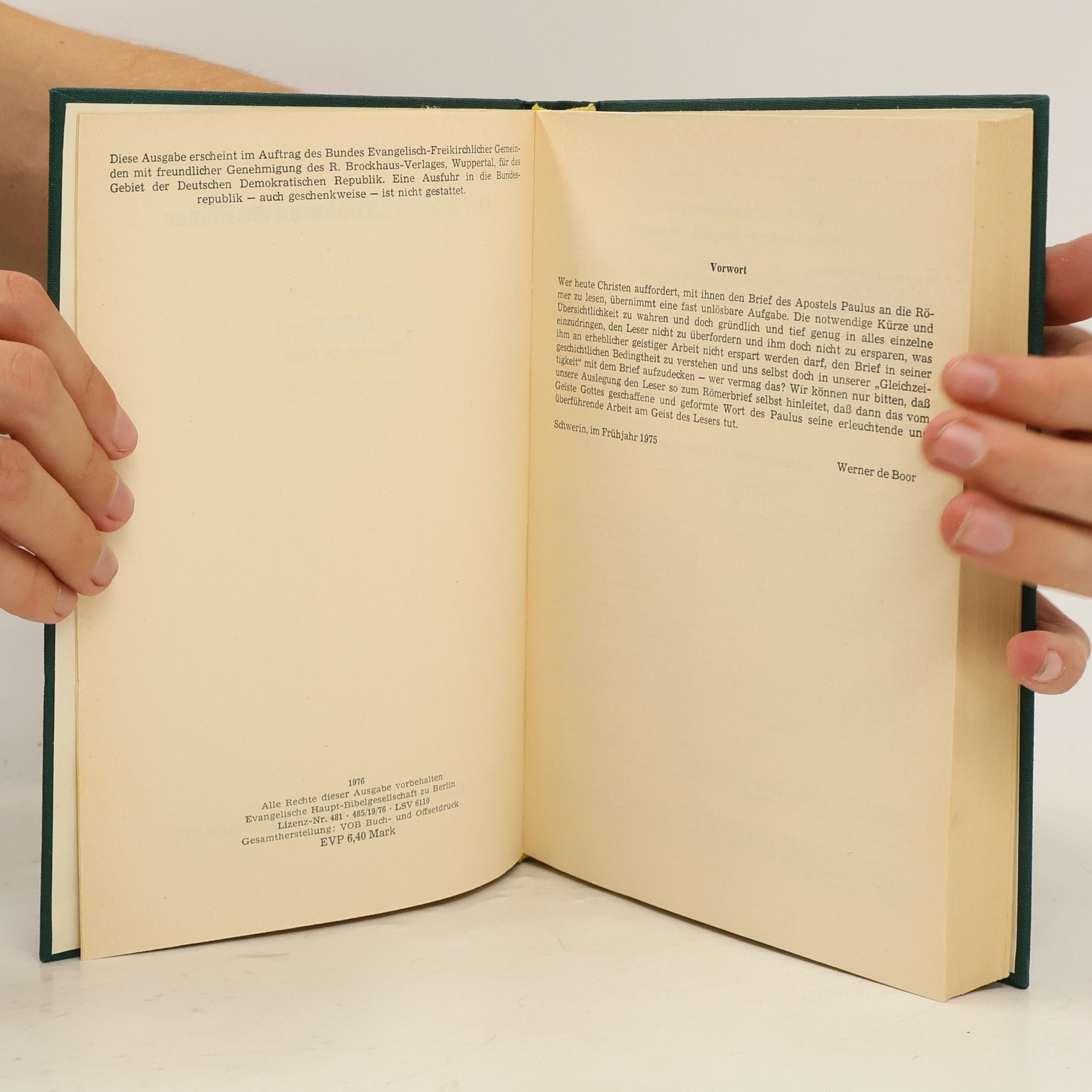 Werner de Boor Der Brief des Paulus an die Römer