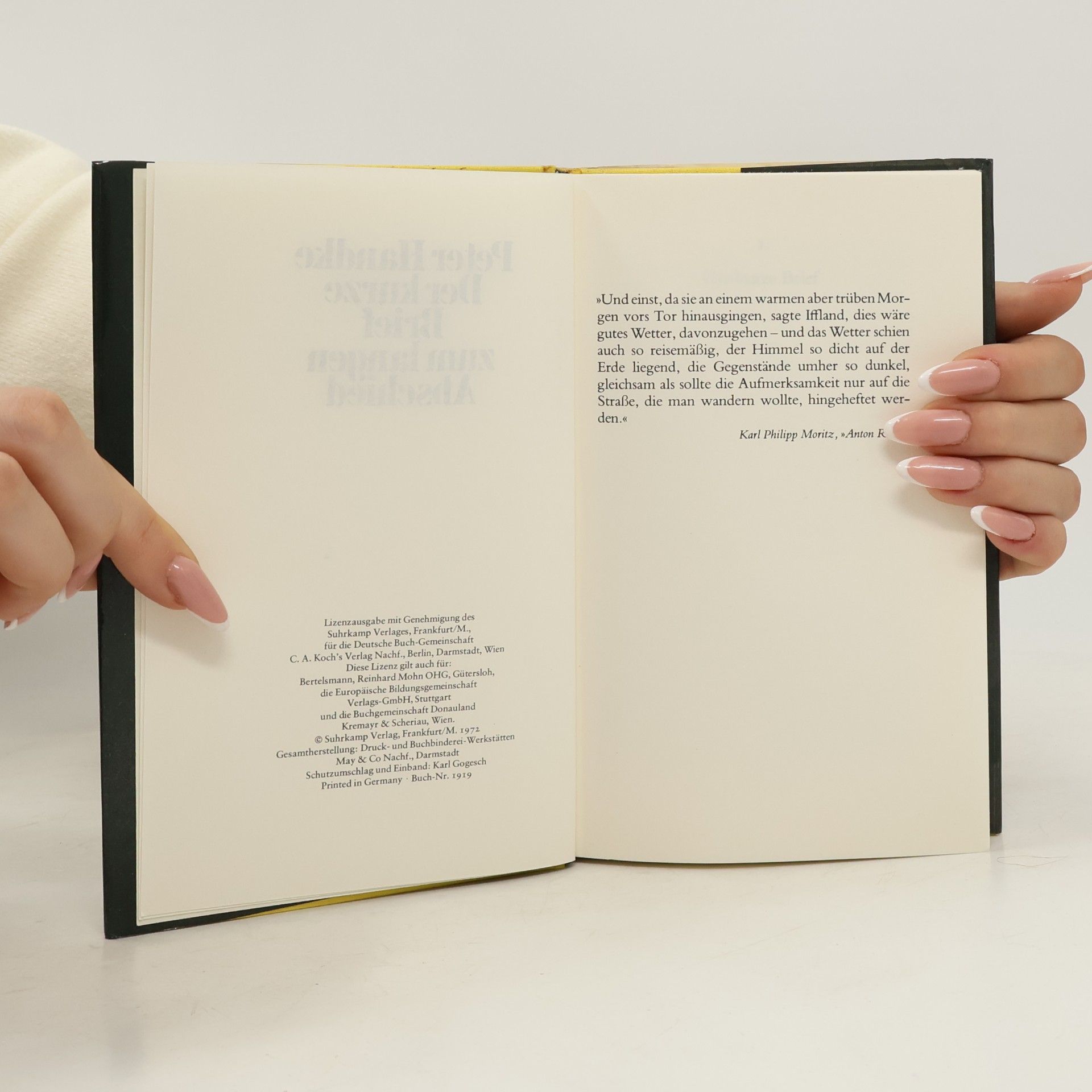 Peter Handke Der kurze Brief zum langen Abschied