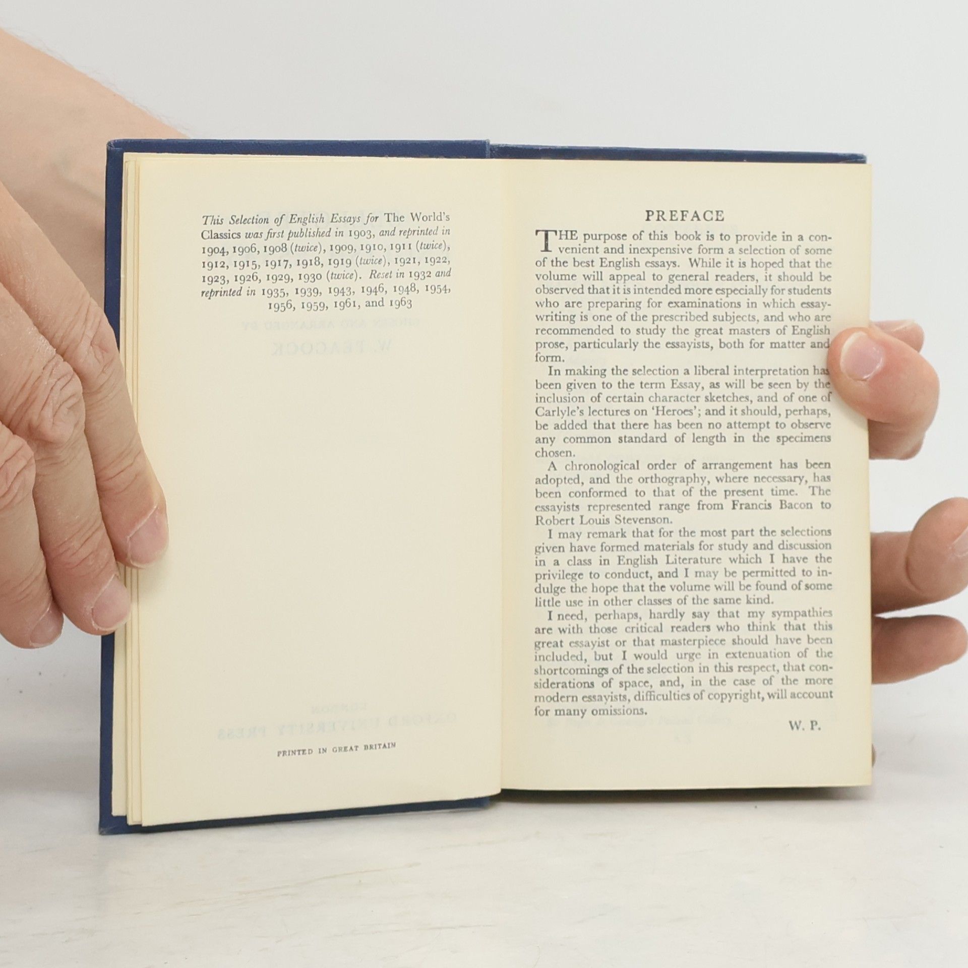 W. Peacock Selected English Essays