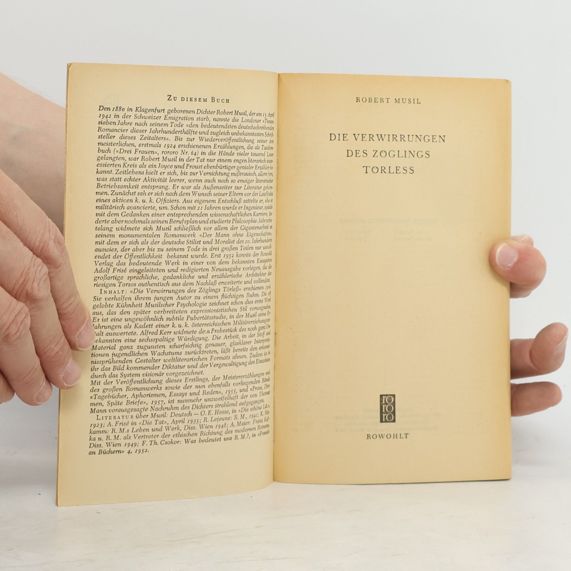 Robert Musil Die Verwirrungen des Zöglings Törless