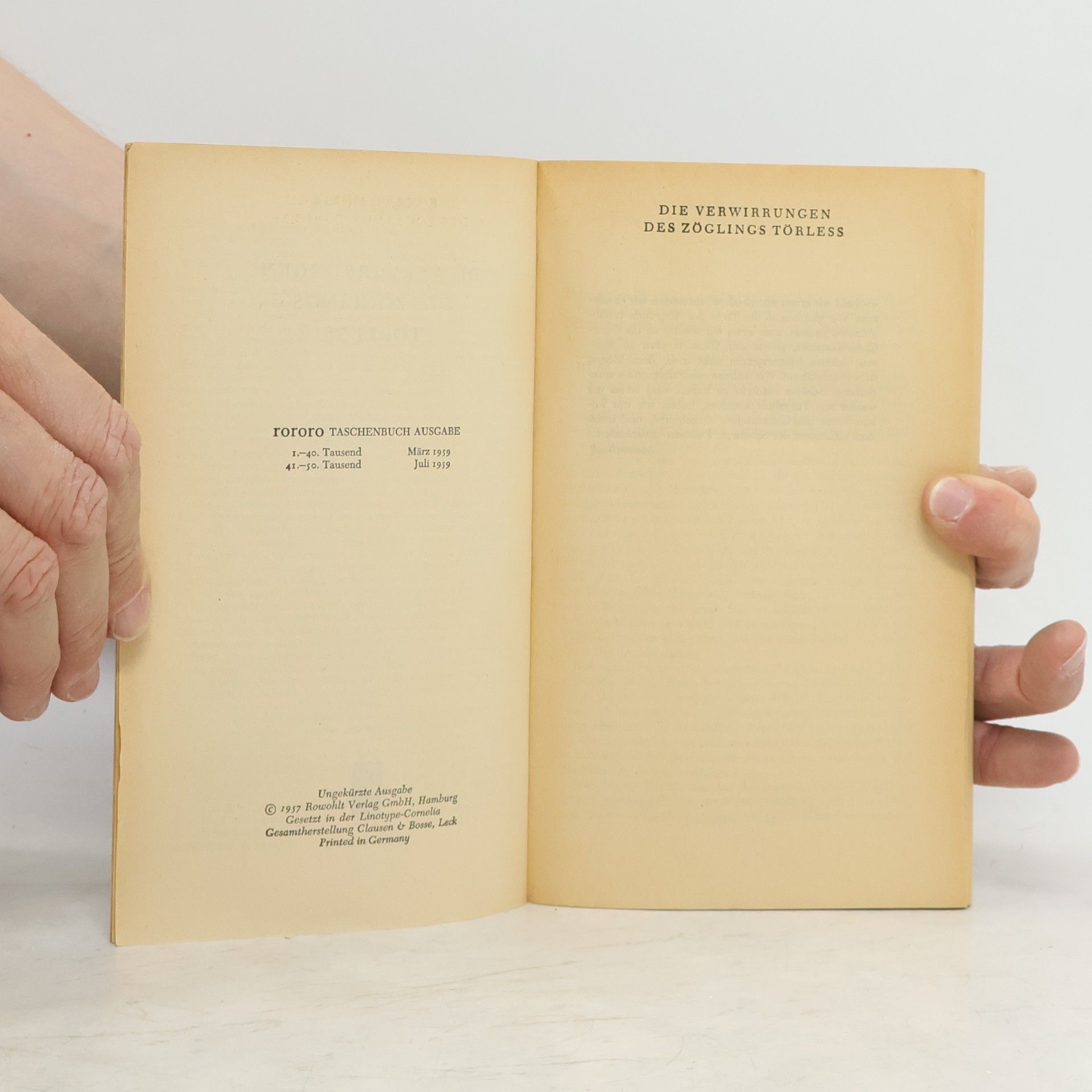Robert Musil Die Verwirrungen des Zöglings Törless