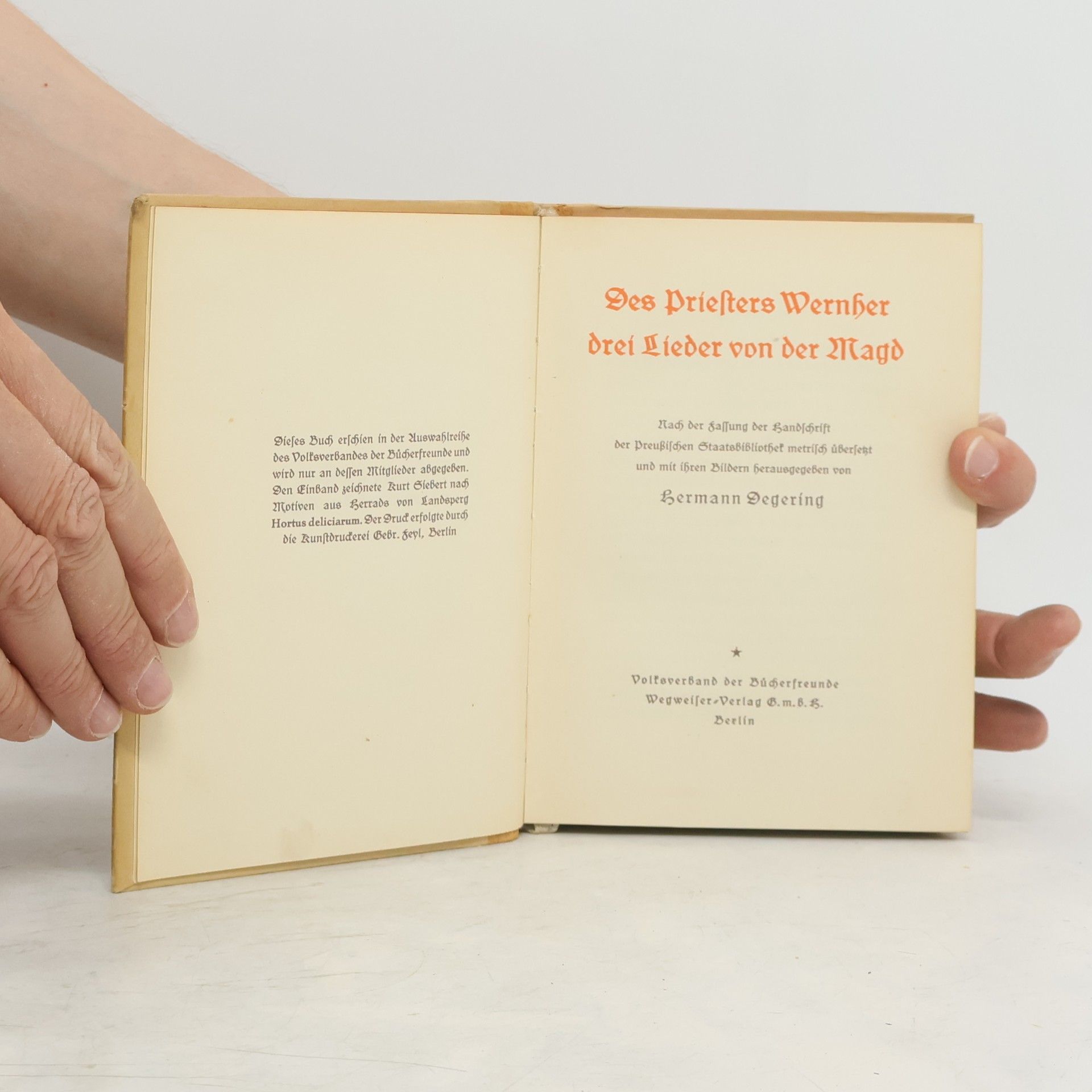 Hermann Degering Des Priesters Wernher drei Lieder von der Magd