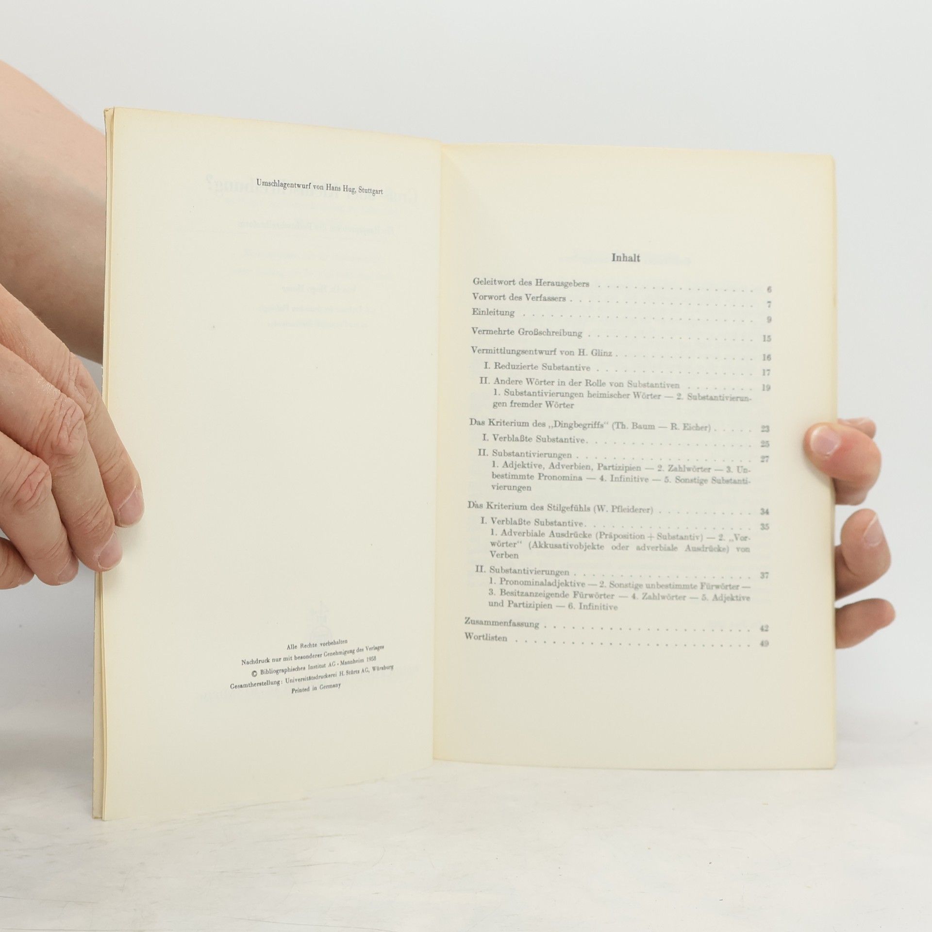 Hugo Moser Duden-Beiträge. 1. Groß- oder Kleinschreibung?