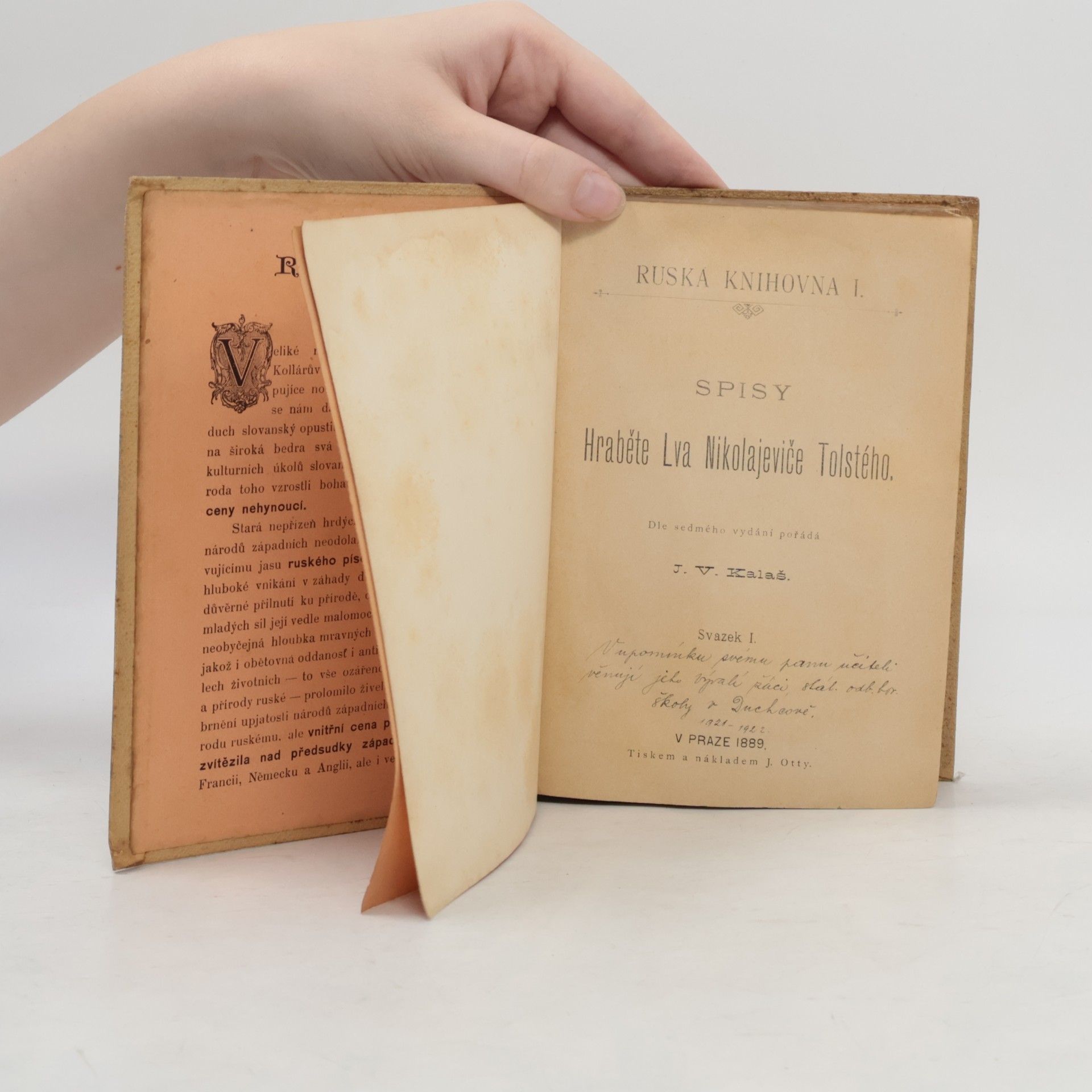 Lev Nikolajevič Tolstoj Ruská knihovna. Díl I. Spisy Hrab. Lva Nikol. Tolstého. Svazek I.