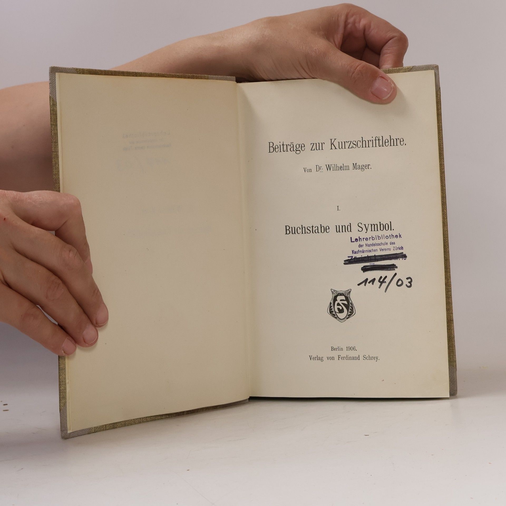 Wilhelm Mager Beiträge zur Kurzschriftlehre I.