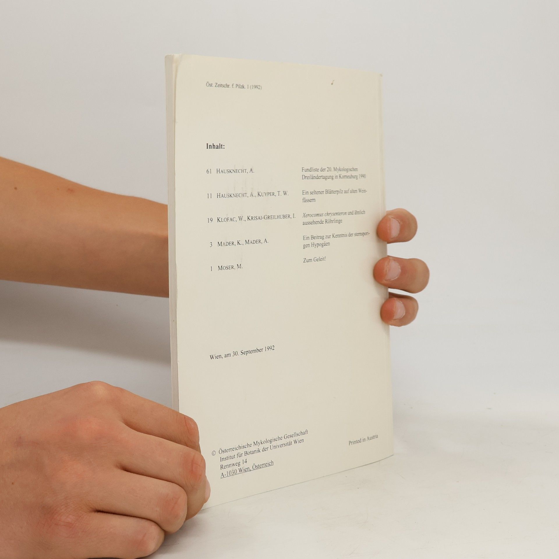 kolektiv Österreichische Zeitschrift für Pilzkunde 1
