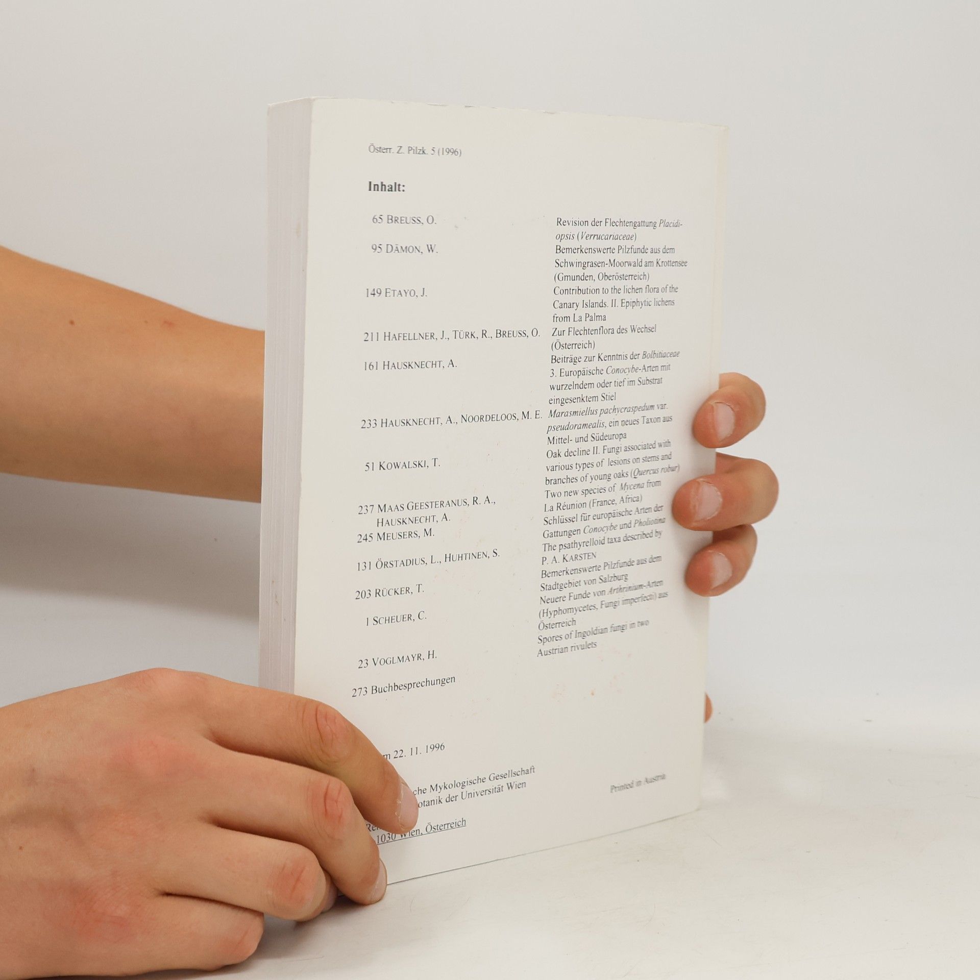 Various authors Österreichische Zeitschrift für Pilzkunde 5