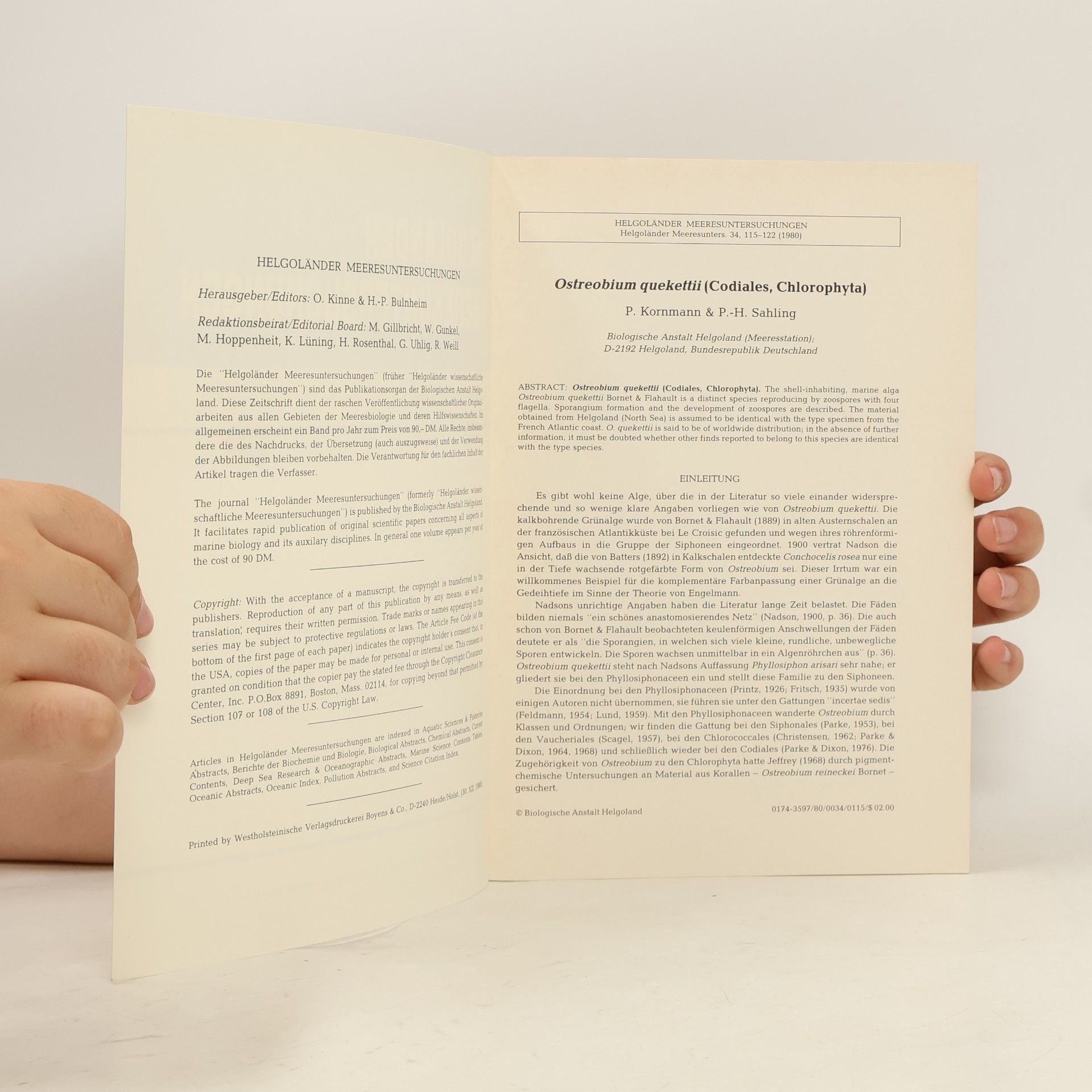 Autorenkollektiv Helgoländer Meeresuntersuchungen 34