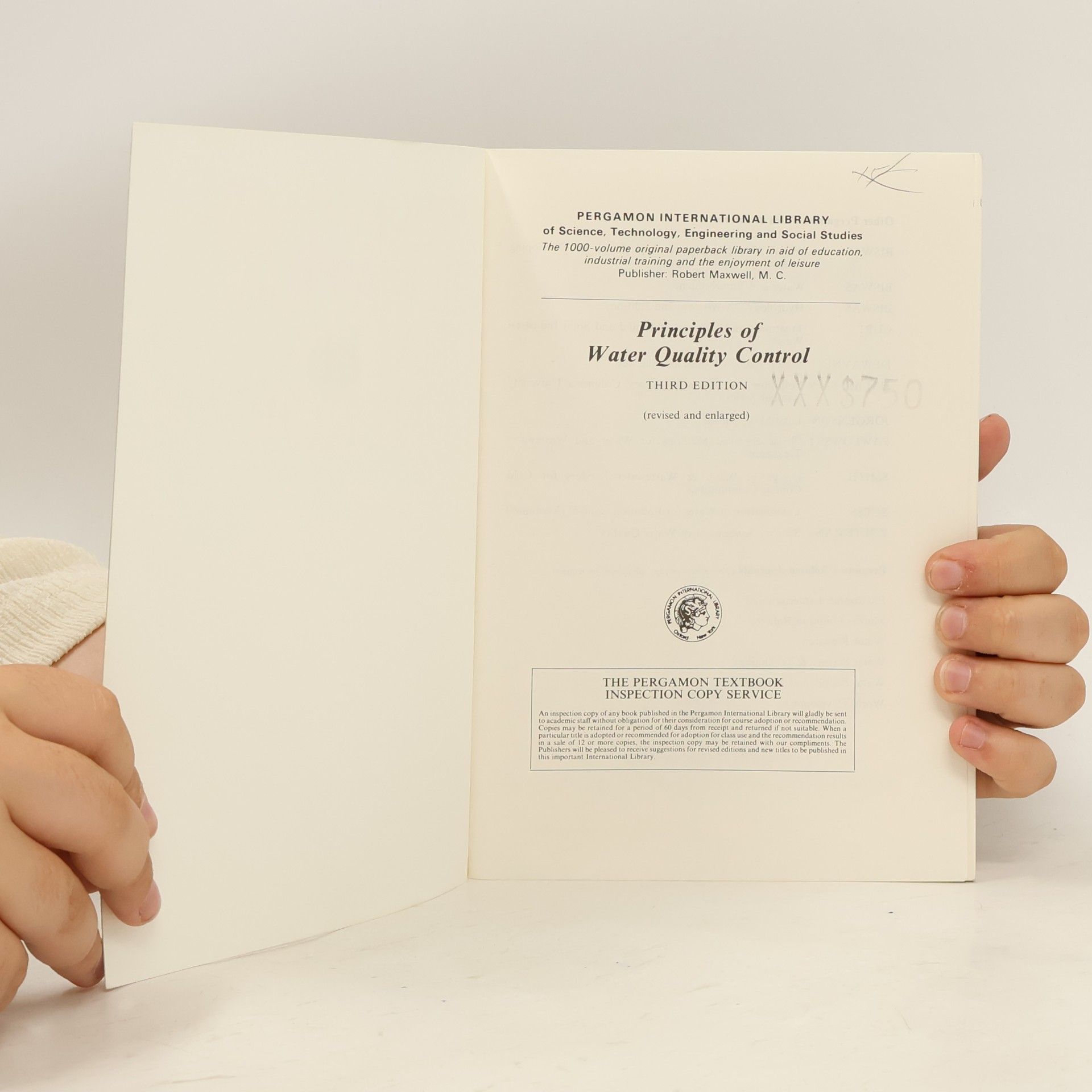 T. H. Y. Tebbutt Principles Of Water Quality Control