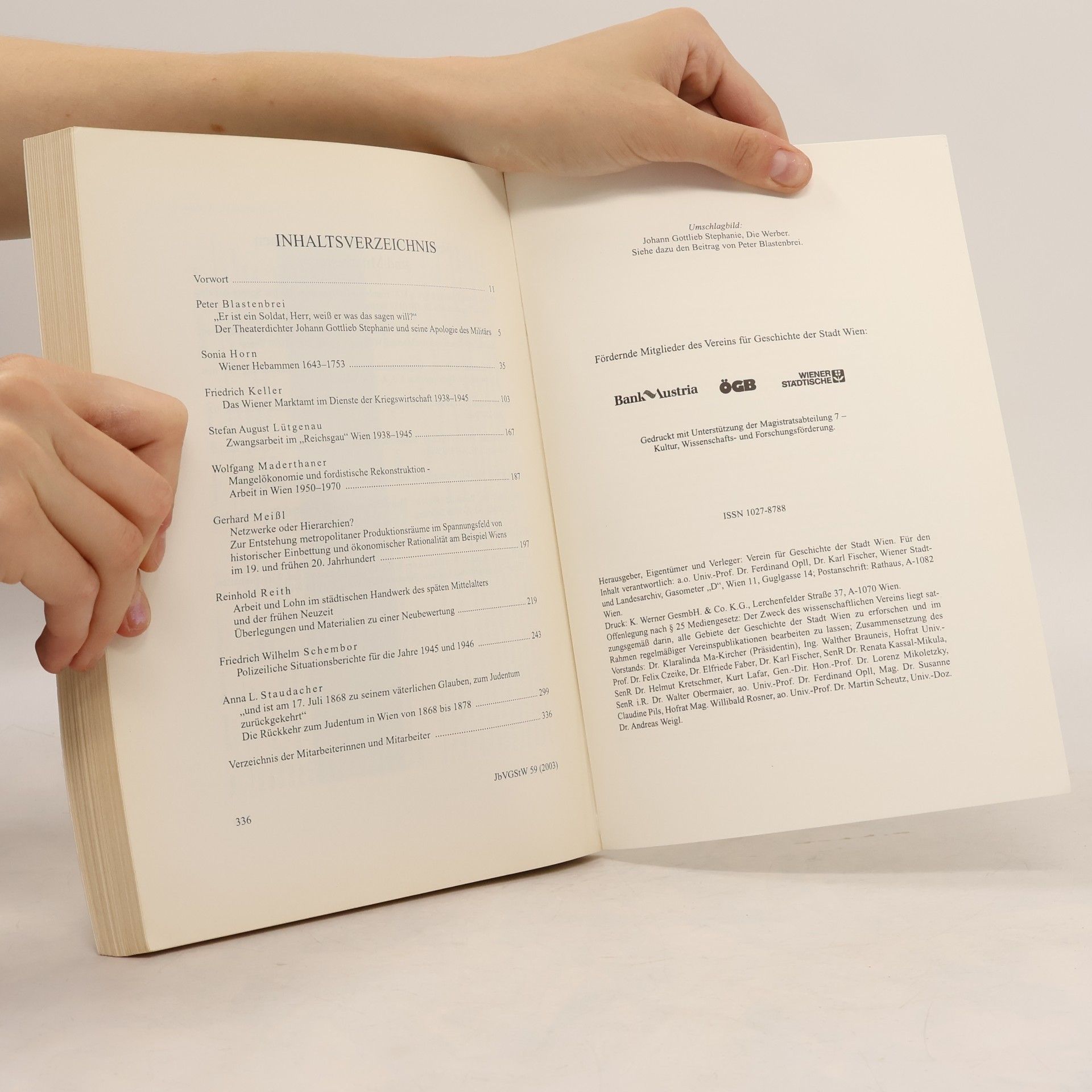 Collectif d'auteurs Wiener Geschichte. Jahrbuch des vereins für Geschichte der Stadt Wien. Band 59