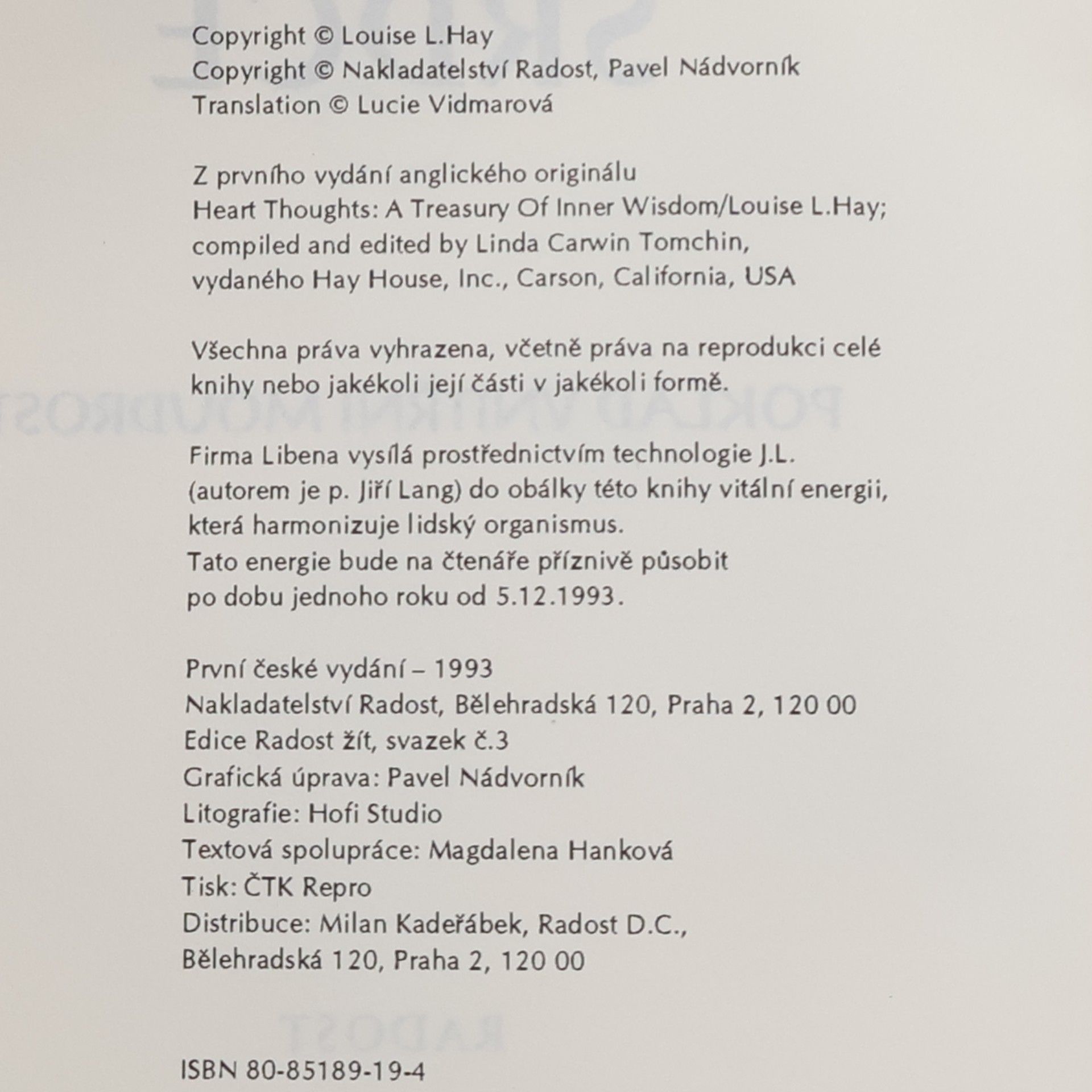 Louise Lynn Hay Myšlenky srdce