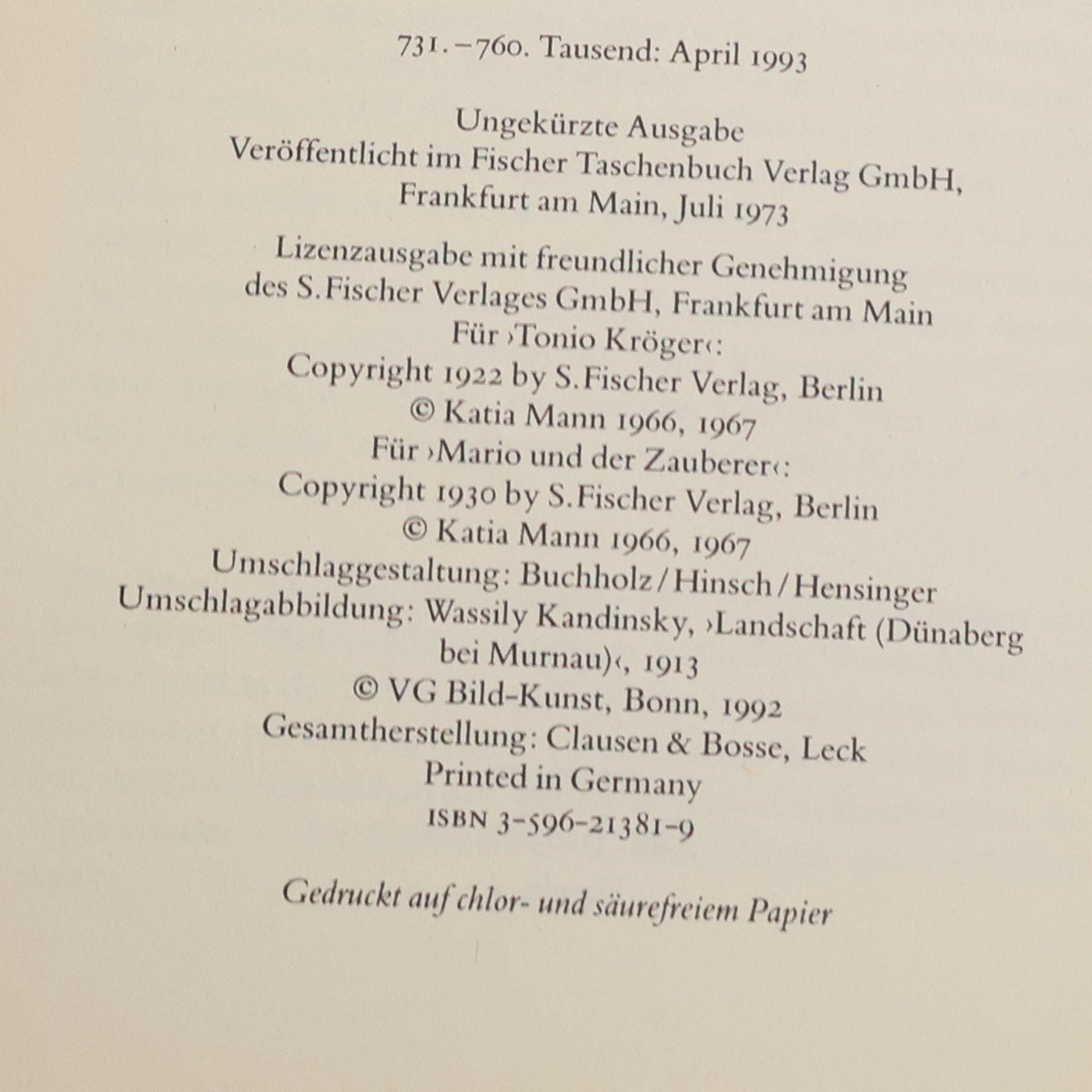 Thomas Mann Tonio Kröger. Mario und der Zauberer