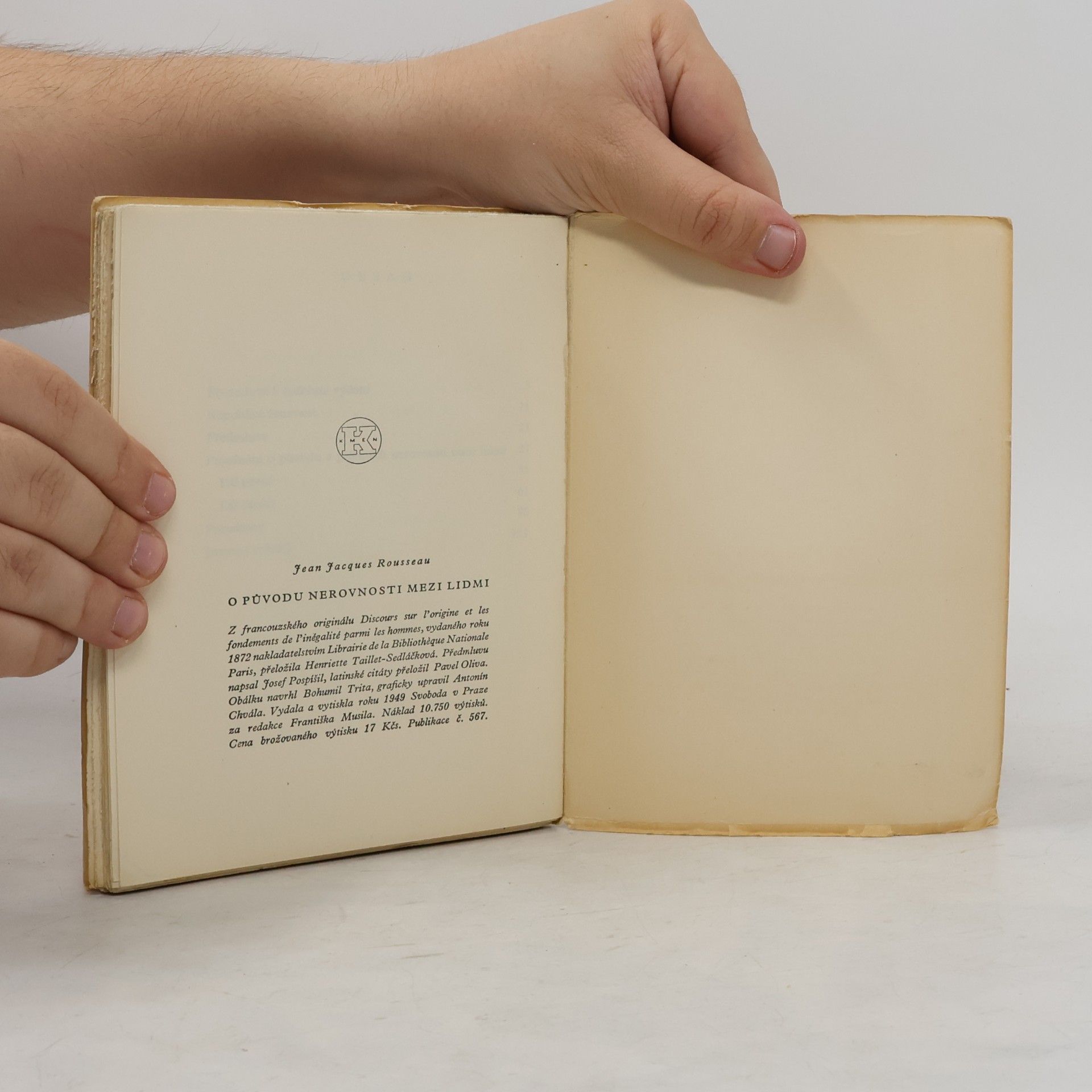 Jean-Jacques Rousseau O původu nerovnosti mezi lidmi