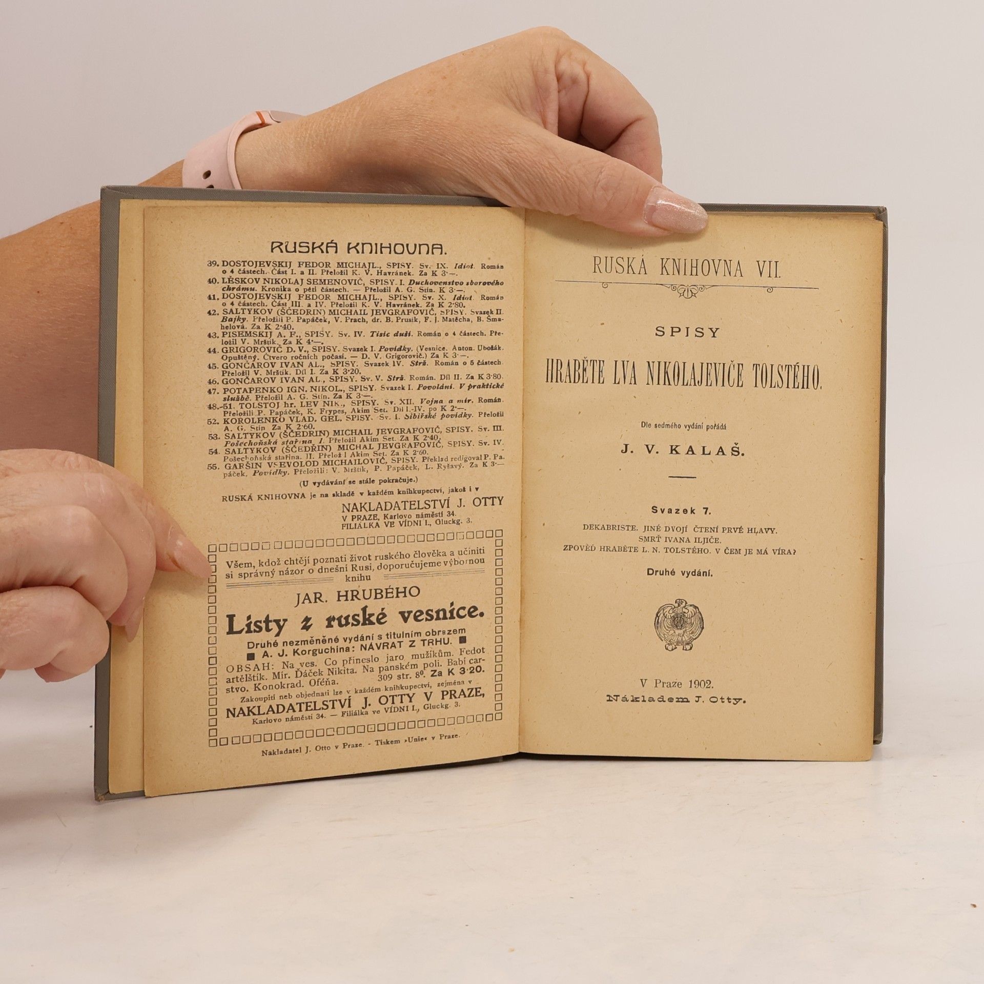 V. Cháb Spisy L. N. Tolstého, svazek VIII.