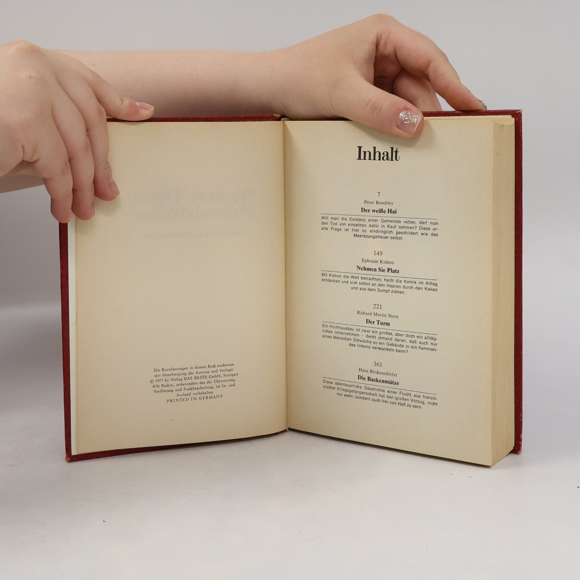 Autorenkollektiv Reader's Digest Auswahlbücher: Der Weisse Hat, Nehmen sie Platz, Der Turm, Die Baskenmütze