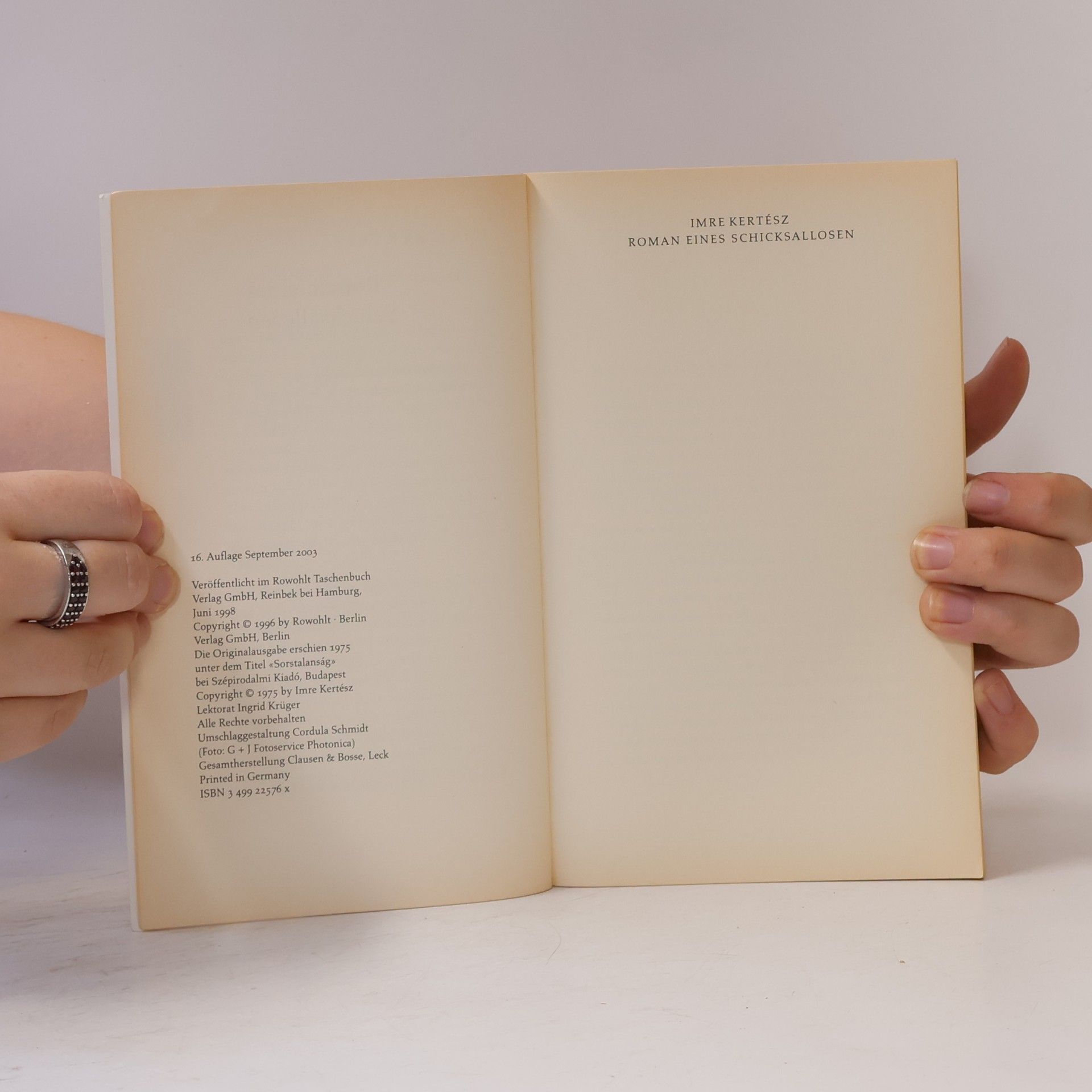 Imre Kertész Roman eines Schicksallosen