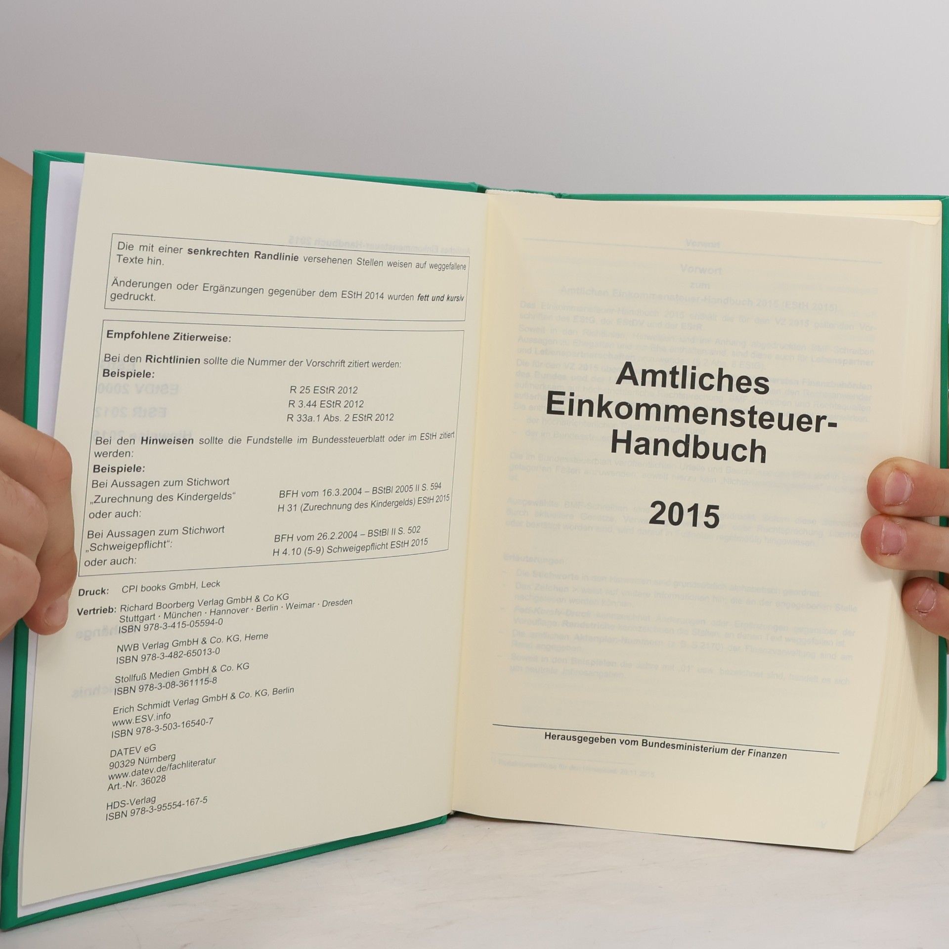 Bundesministerium der Finanzen Bundesministerium der Finanzen (BMF) Amtliches Einkommensteuer-Handbuch 2015