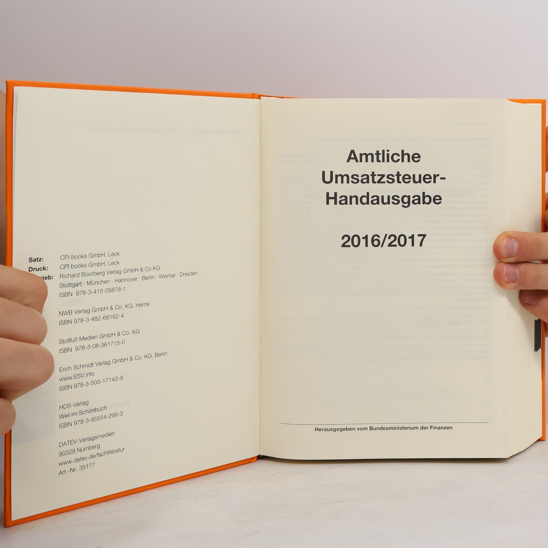 Bundesministerium der Finanzen Amtliche Umsatzsteuer-Handausgabe