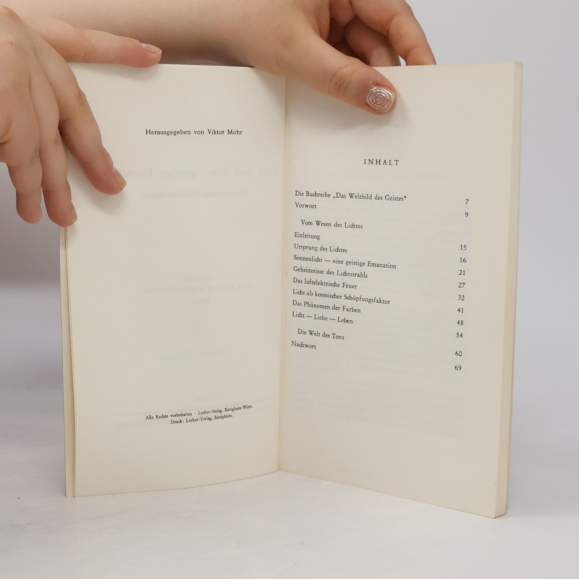 Jakob Lorber Weltbild des Geistes: Licht und Ton, geistige Elemente