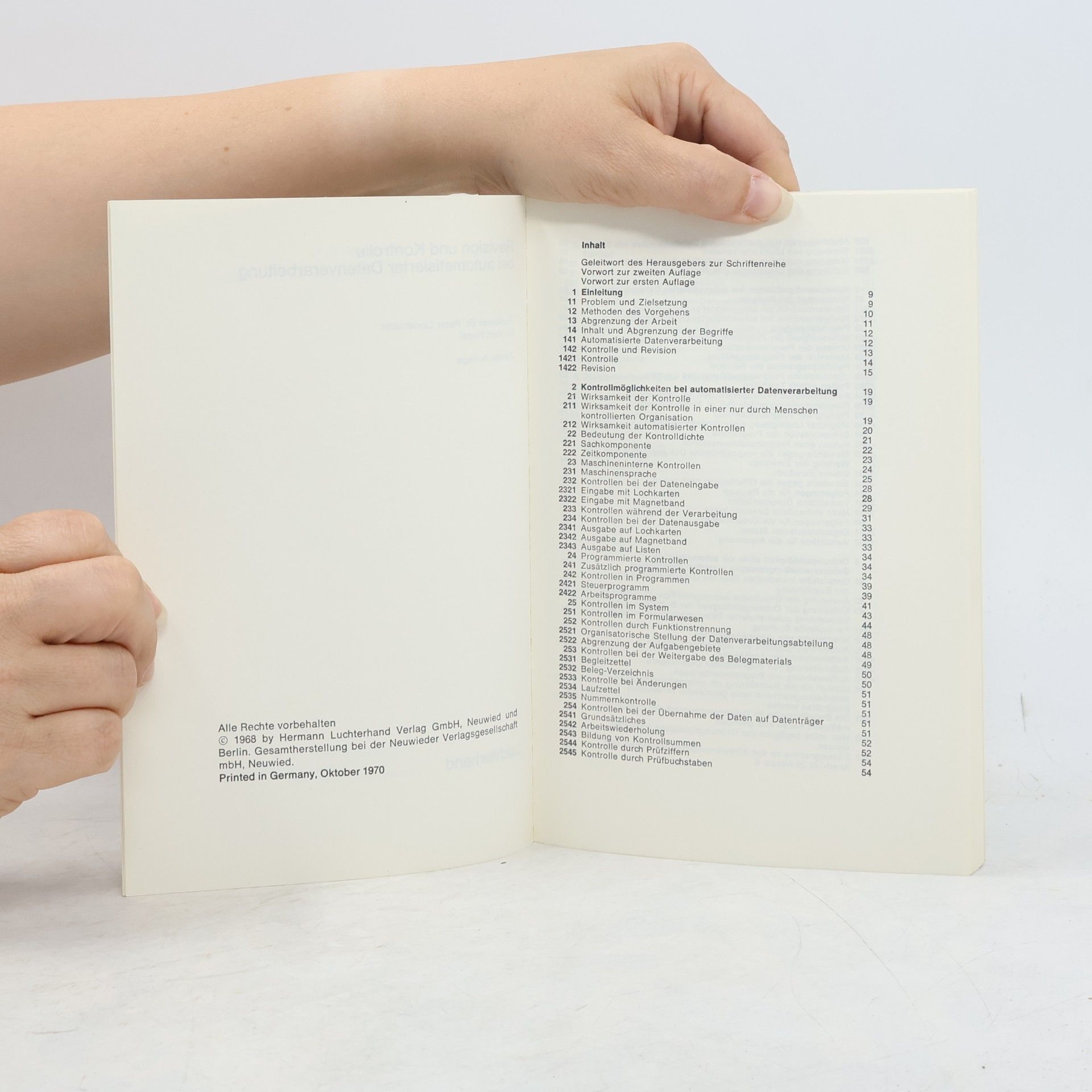 Peter Lindemann Revision und Kontrolle bei automatisierter Datenverarbeitung 1.
