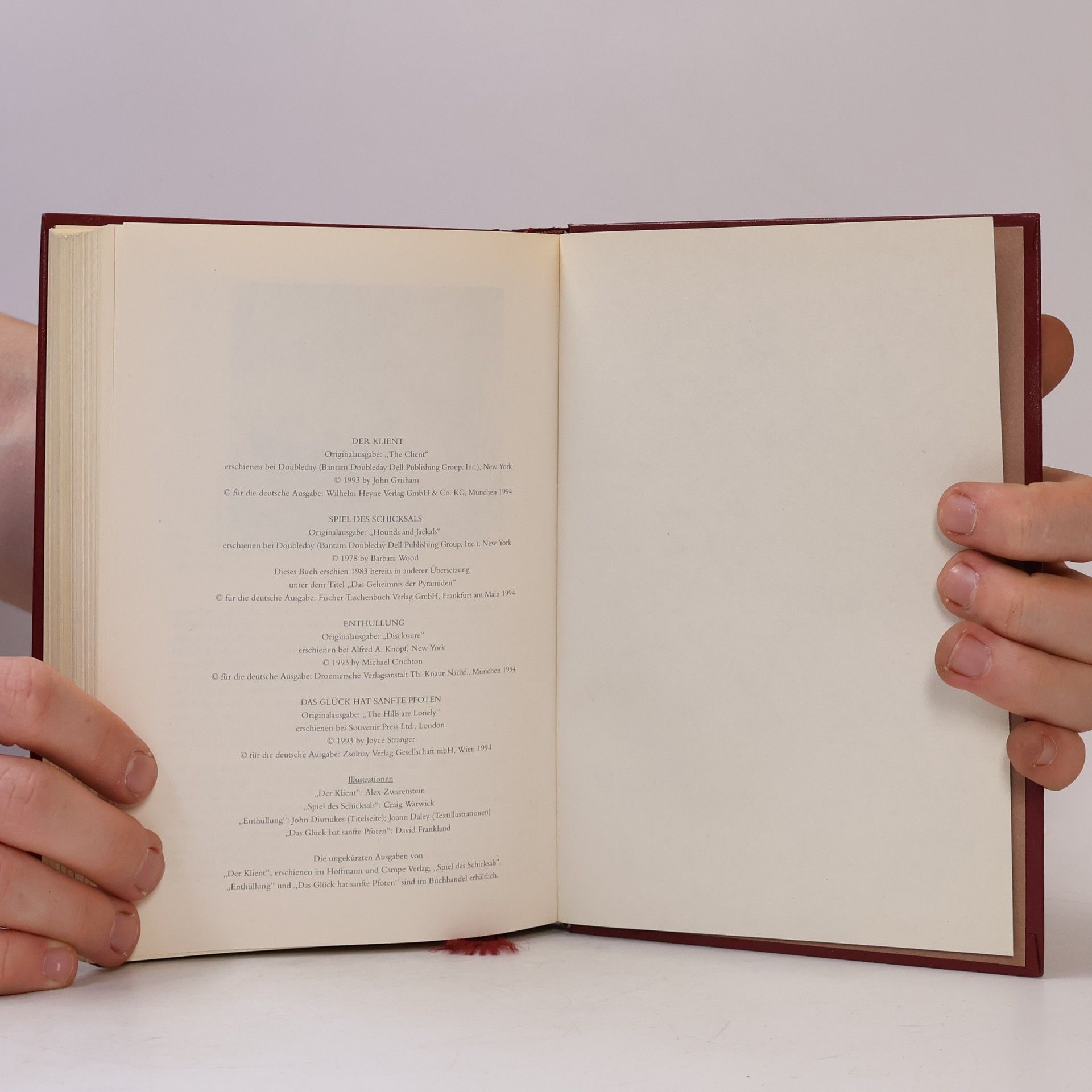 John Grisham Reader's Digest Auswahlbücher. Der Klient. Spiel des Schicksals. Enthüllung. Das Glück hat Sanfte Pfoten
