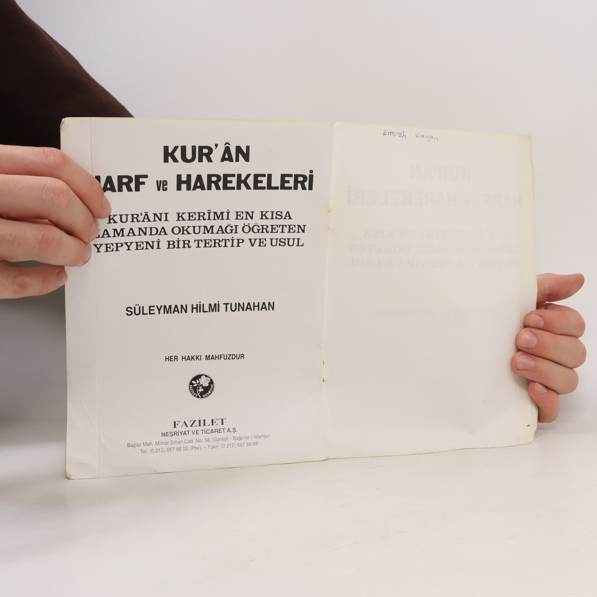 Süleyman Hilmi Tunahan Kur’ân Harf ve Harekeleri