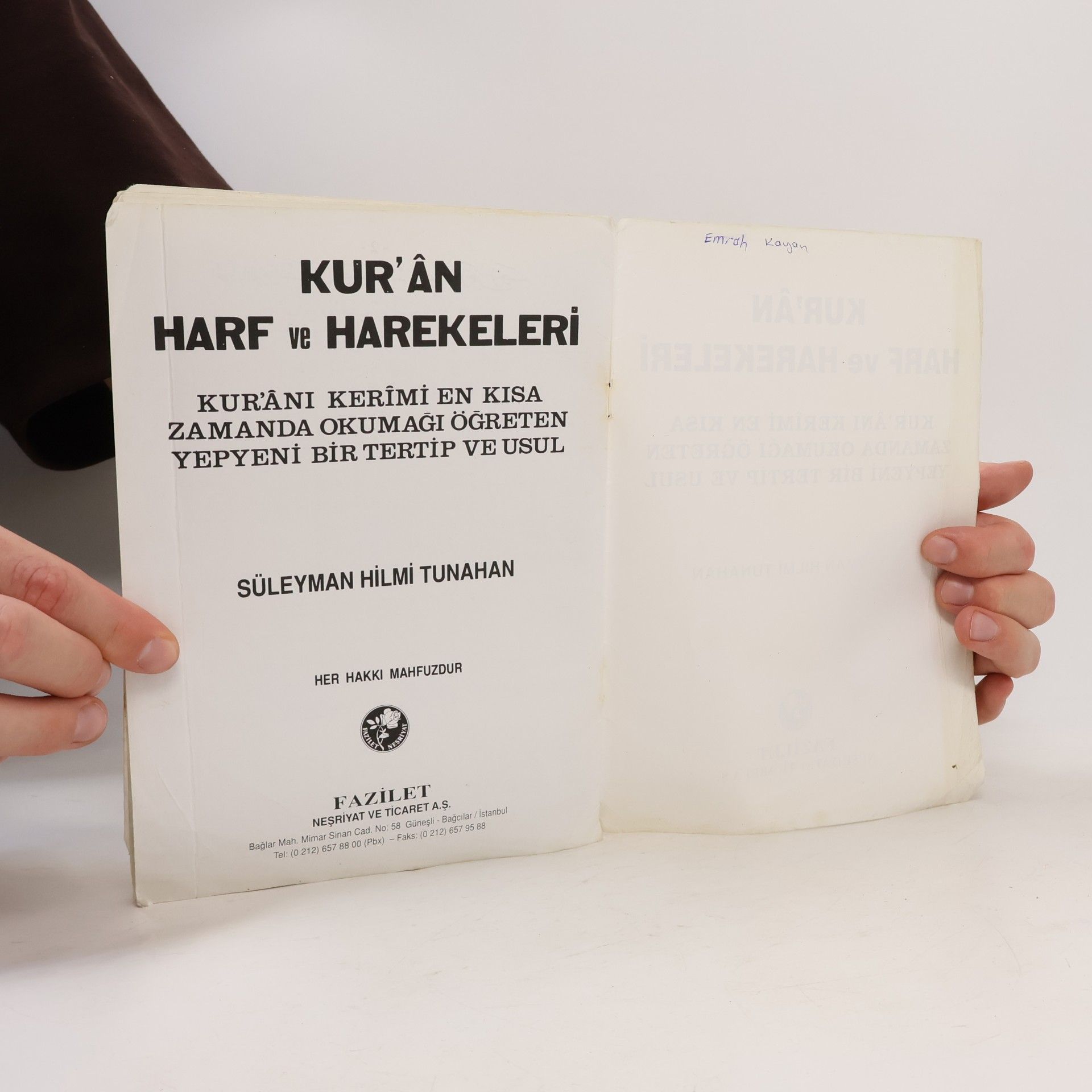 Süleyman Hilmi Tunahan Kur’ân Harf ve Harekeleri
