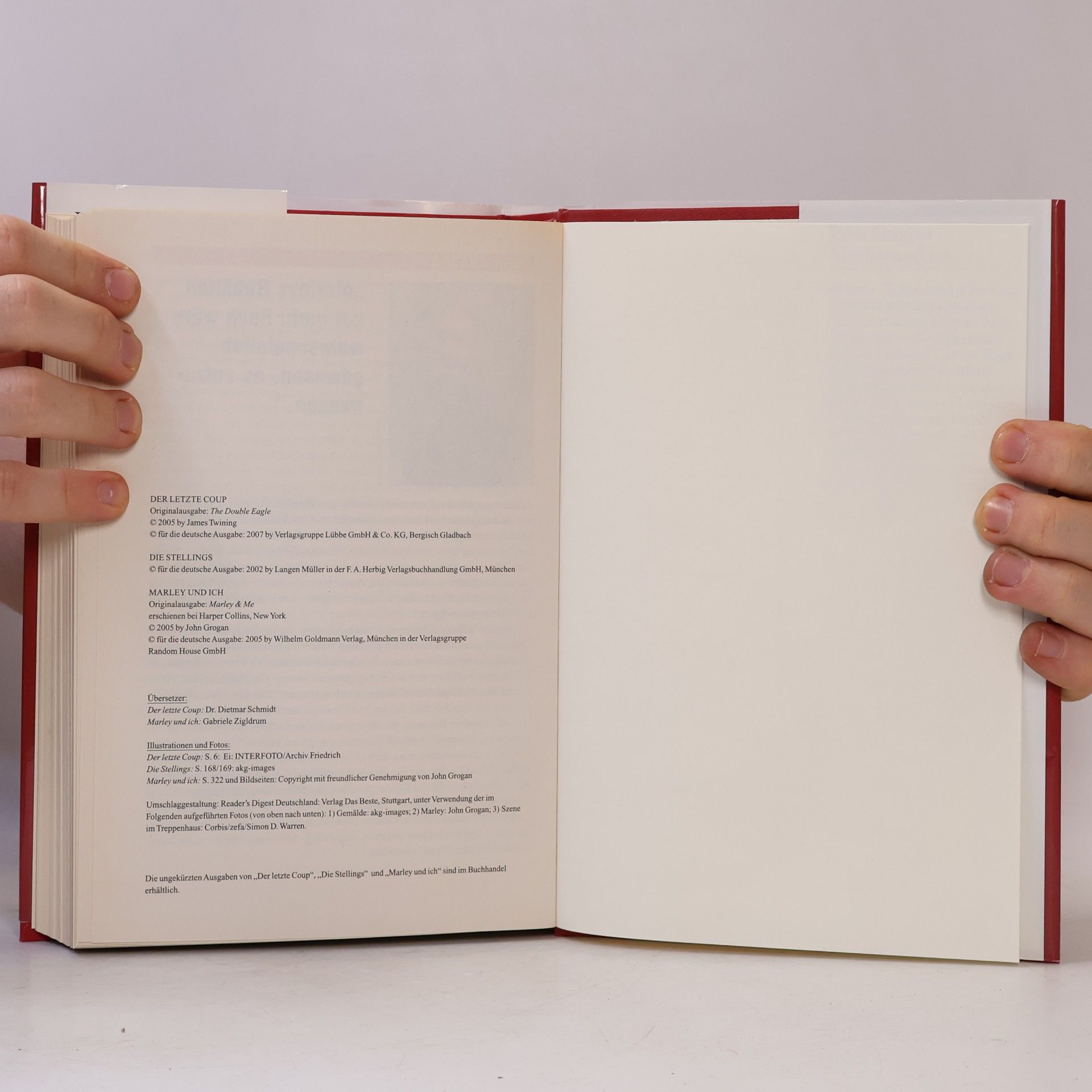 John Grogan Reader's Digest Auswahlbücher. Der letzte Coup, Die Stellings, Marley & Ich