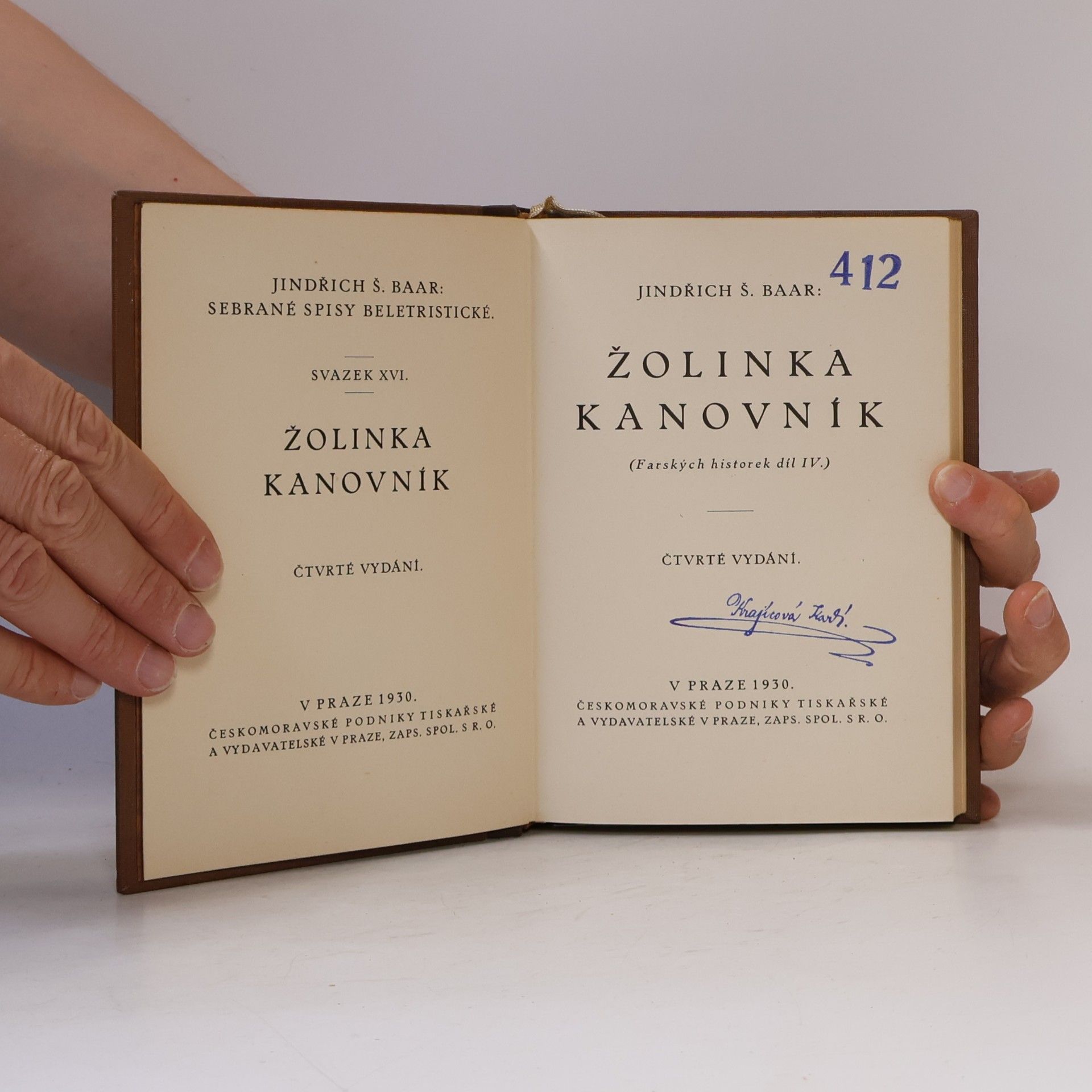Jindřich Šimon Baar Žolinka. Kanovník : (Farských historek díl 4.)