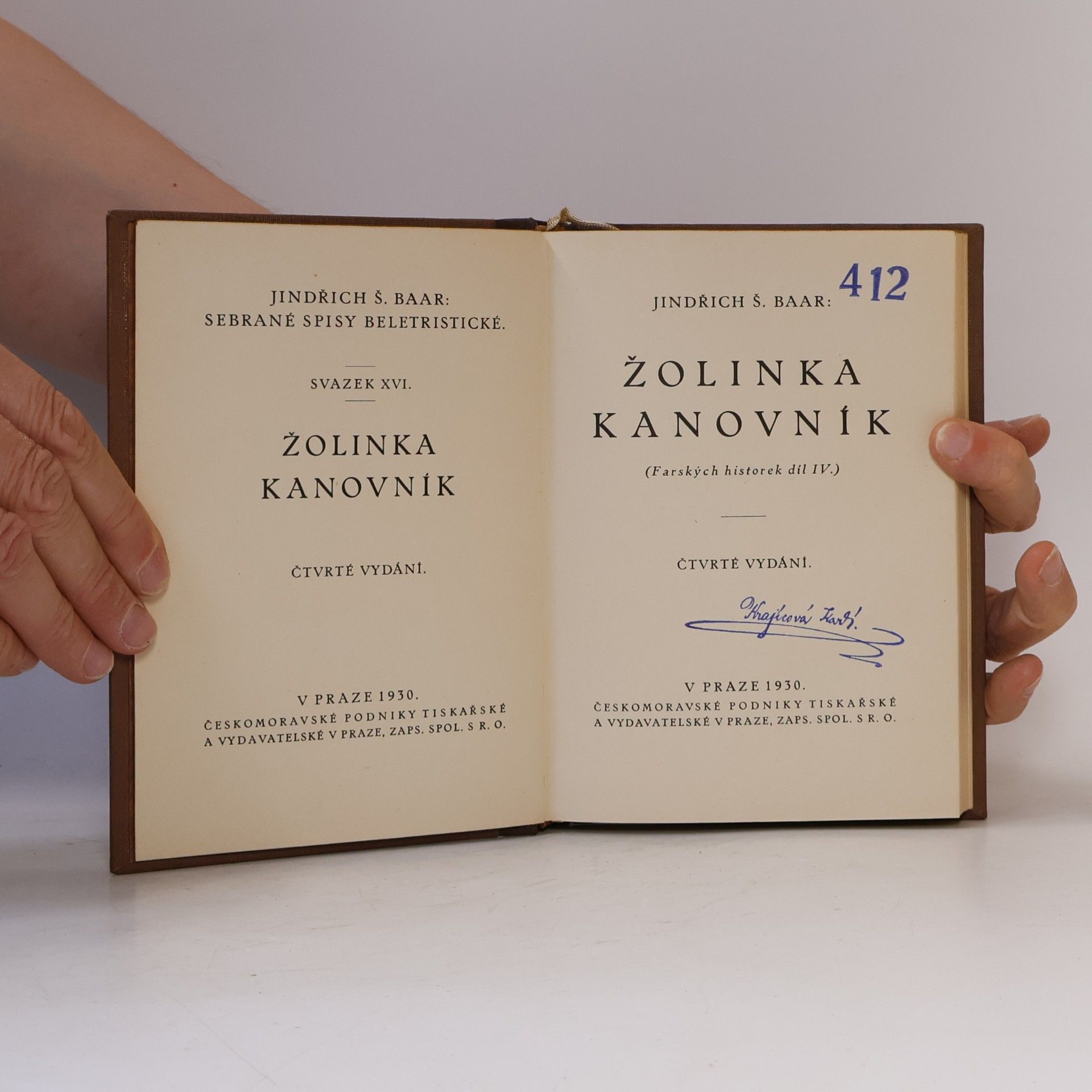 Jindřich Šimon Baar Žolinka. Kanovník : (Farských historek díl 4.)